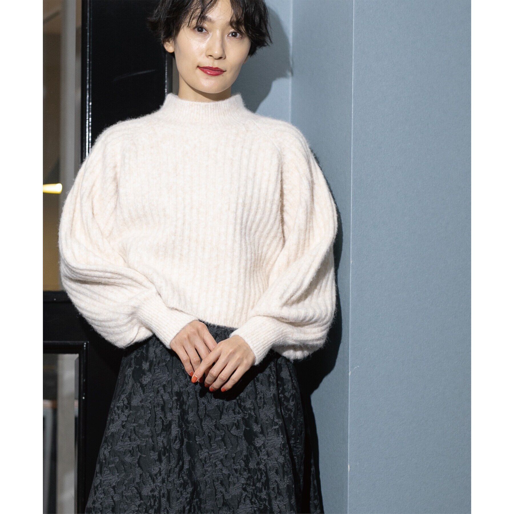 OPAQUE.CLIP「《美人百花掲載》ミドルゲージショートワイドリブニット【洗濯機洗い可】」|ニット・セーター|