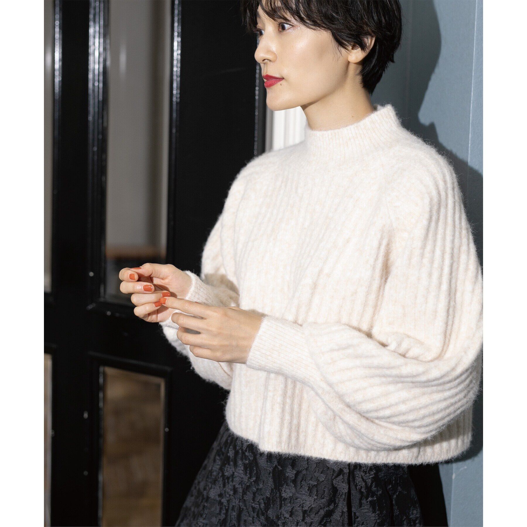 OPAQUE.CLIP「《美人百花掲載》ミドルゲージショートワイドリブニット【洗濯機洗い可】」|ニット・セーター|