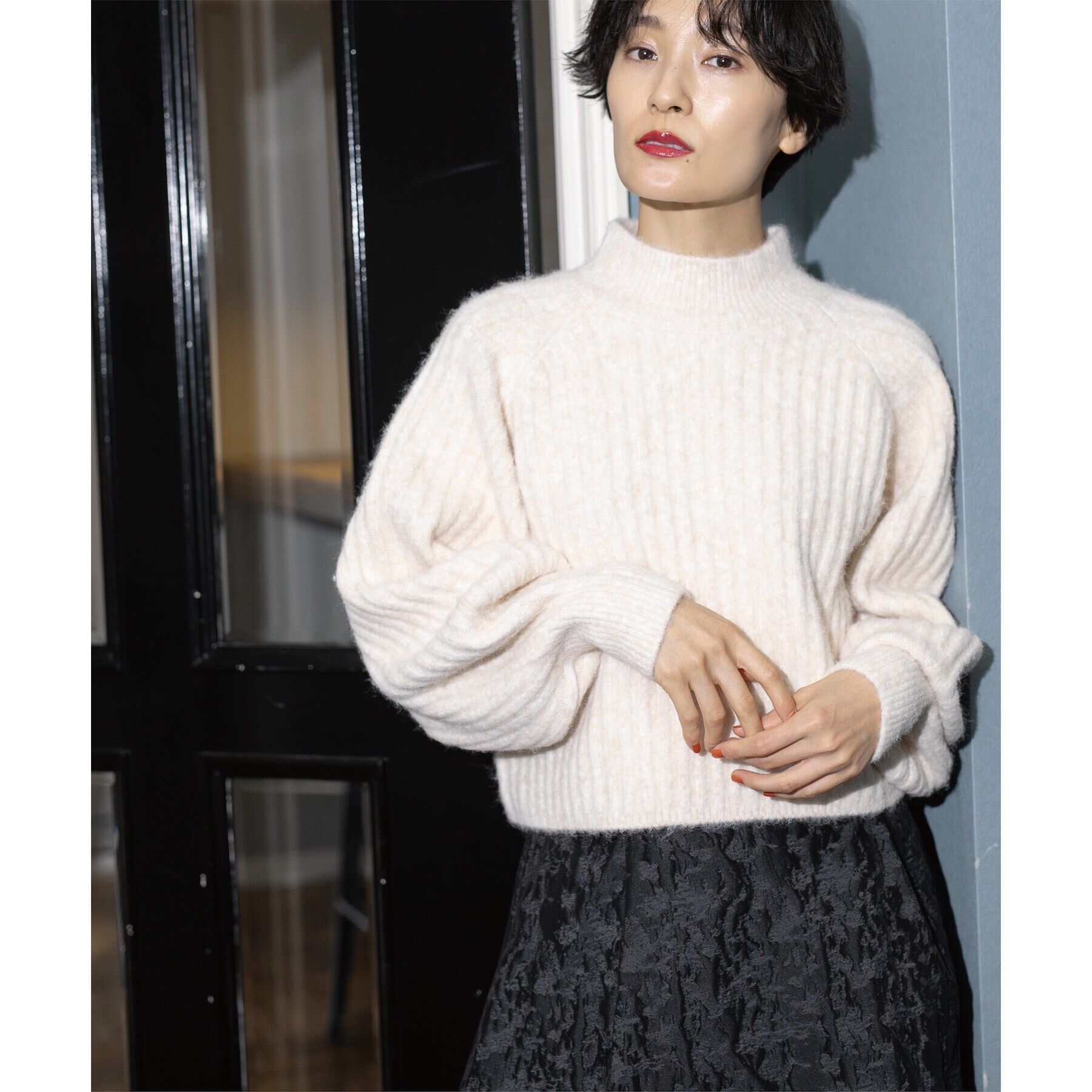 OPAQUE.CLIP「《美人百花掲載》ミドルゲージショートワイドリブニット【洗濯機洗い可】」|ニット・セーター|