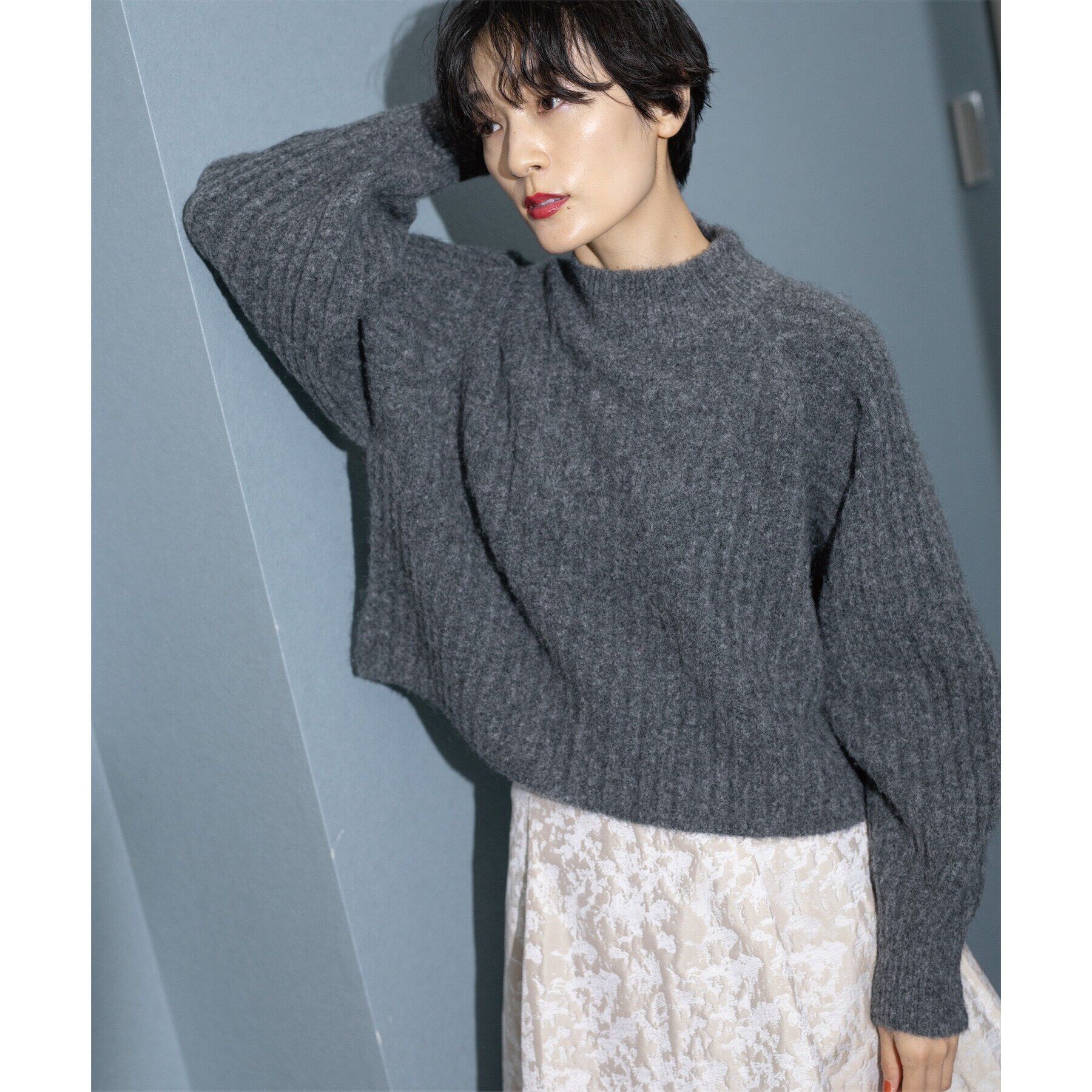 OPAQUE.CLIP「《美人百花掲載》ミドルゲージショートワイドリブニット【洗濯機洗い可】」|ニット・セーター|