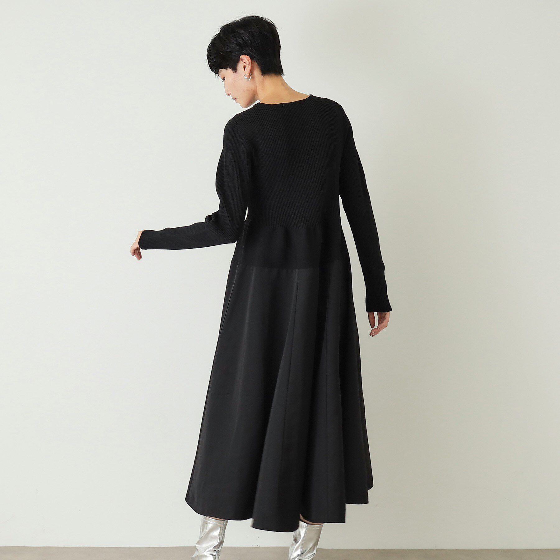 OPAQUE.CLIP「シームレスニット&times;フハクドッキングワンピース【洗濯機洗い可】」|ワンピース|