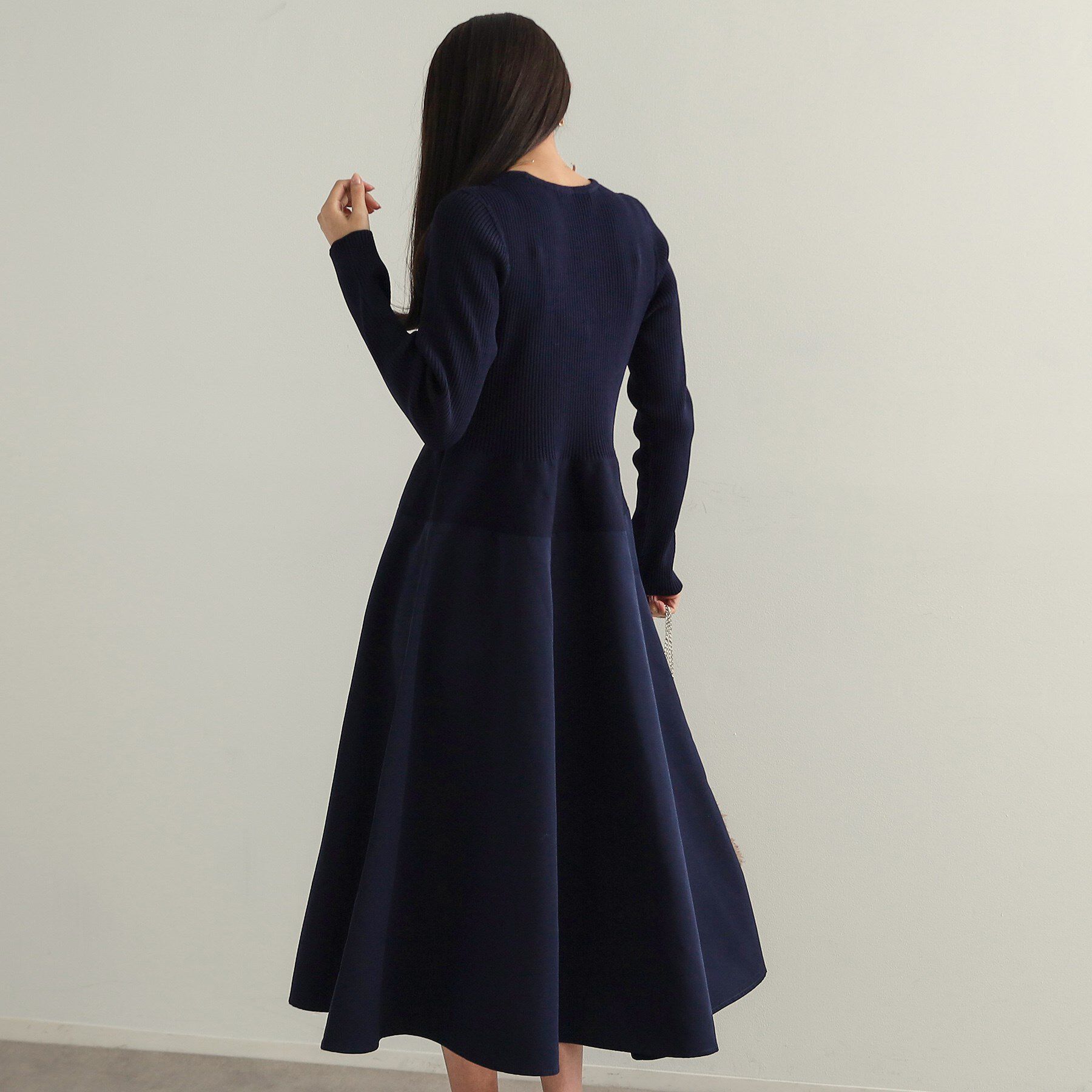 OPAQUE.CLIP「シームレスニット&times;フハクドッキングワンピース【洗濯機洗い可】」|ワンピース|