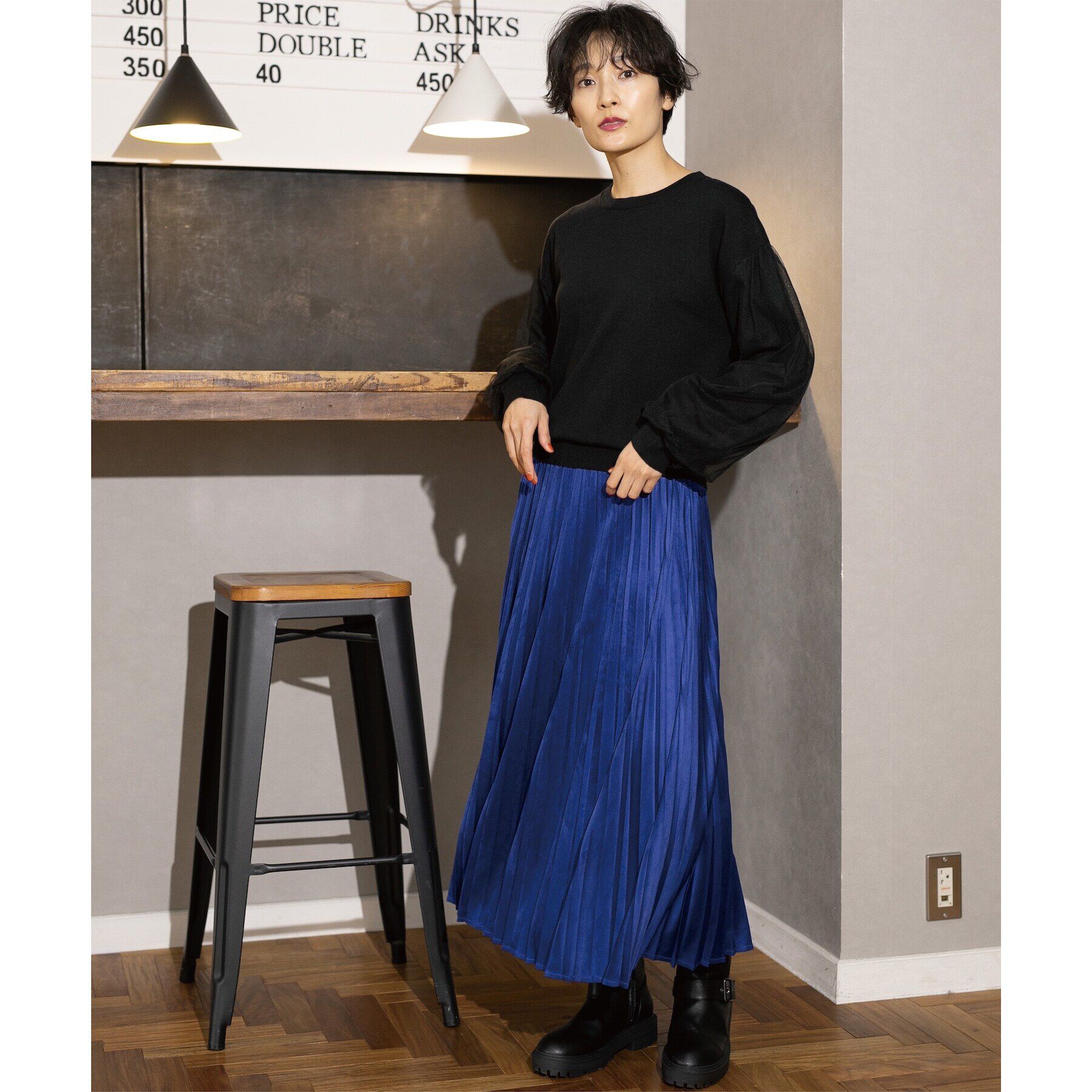 OPAQUE.CLIP「《5color/S-LLsize》チュールドッキングスリーブニット【洗濯機洗い可】」|ニット・セーター|