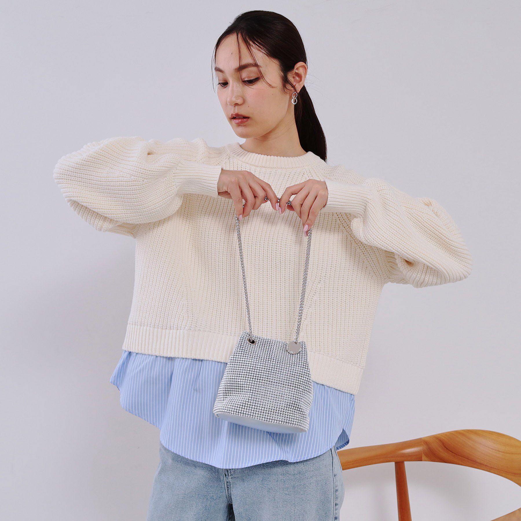 OPAQUE.CLIP「【6色展開】シャイニー素材巾着ミニショルダーバッグ」|ショルダー・メッセンジャー|