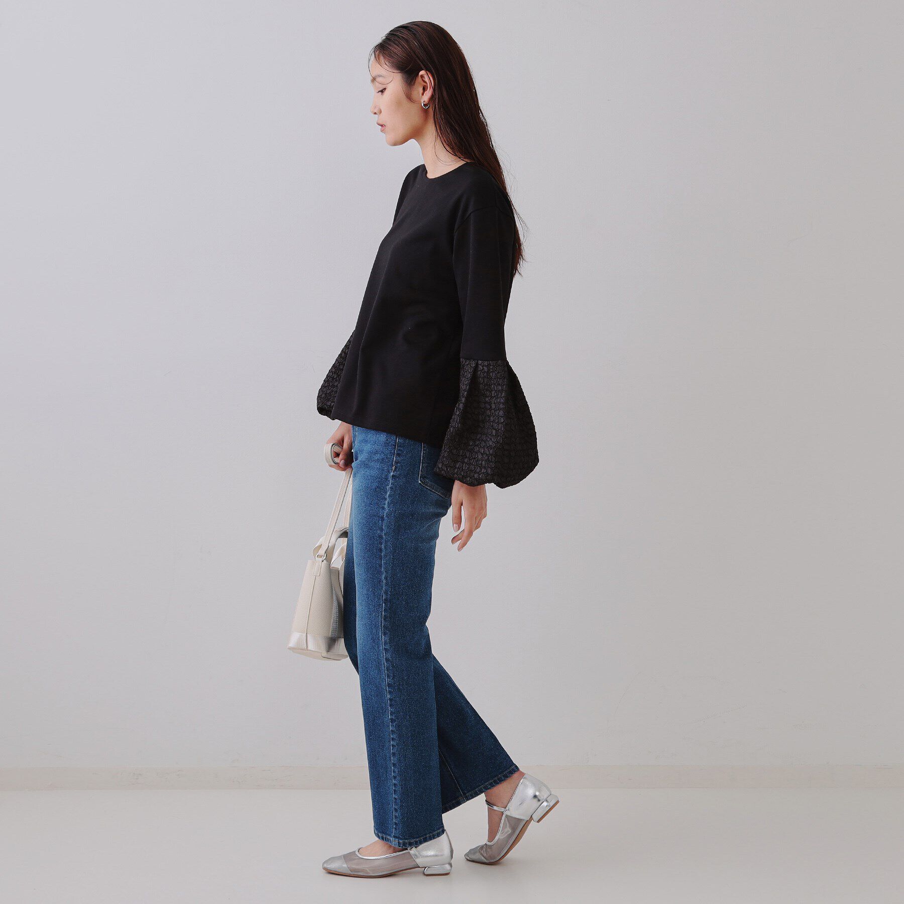 OPAQUE.CLIP「ジャカードバルーンスリーブトップス【洗濯機洗い可】」|Tシャツ・カットソー|