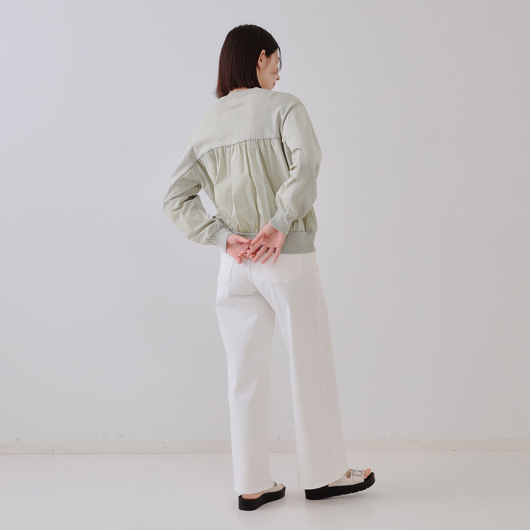 OPAQUE.CLIP「ギャザーフハクドッキングニット【洗濯機洗い可】」|ニット・セーター|