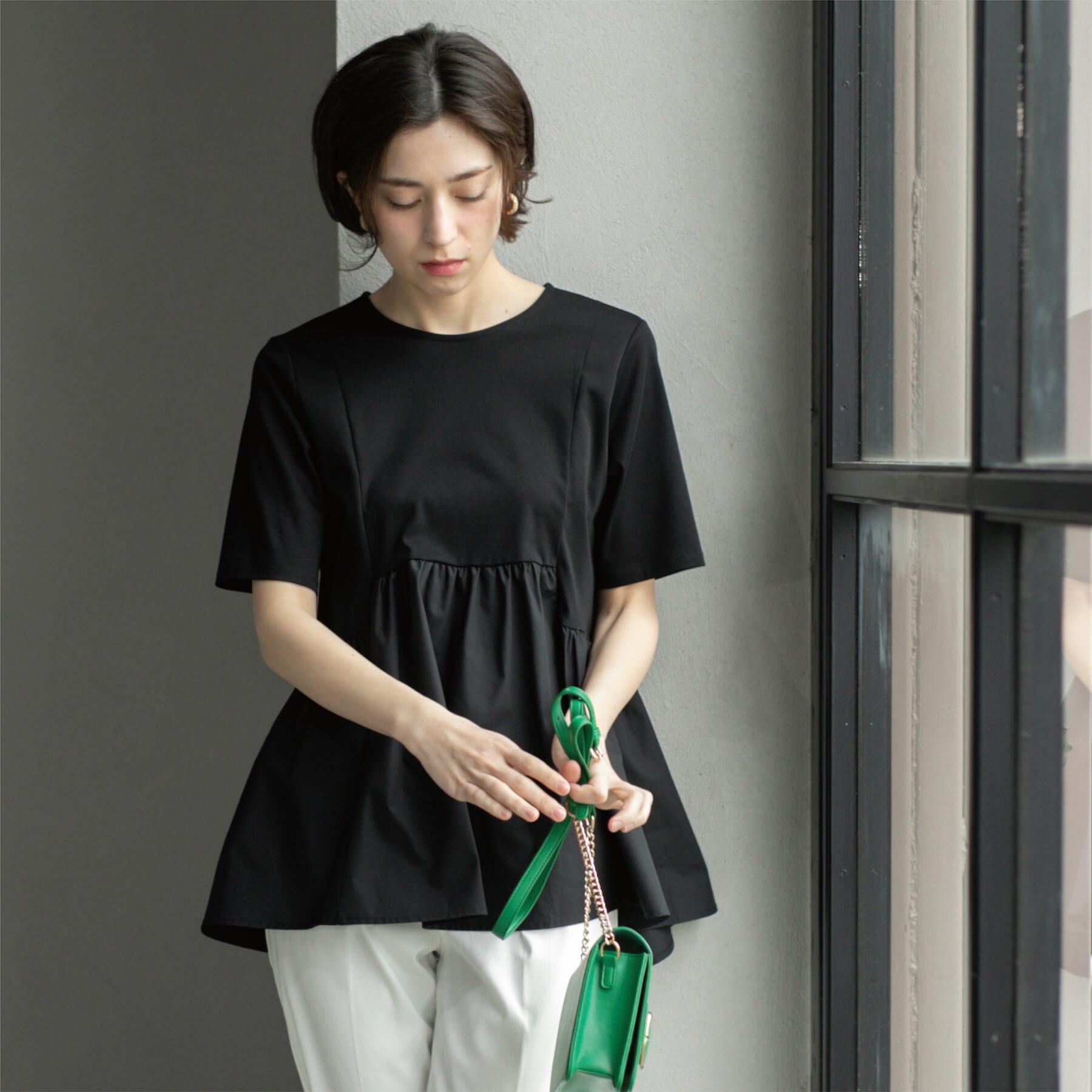 OPAQUE.CLIP「ペプラムドッキングカットソー【洗濯機洗い可】」|Tシャツ・カットソー|