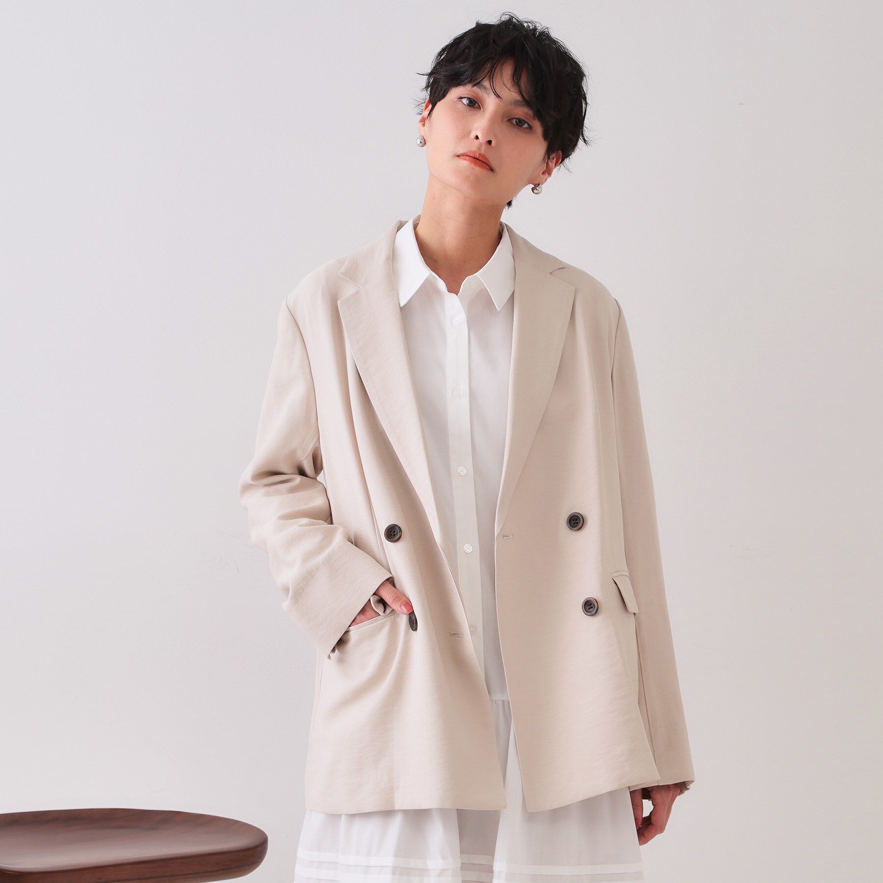 OPAQUE.CLIP「ダブルブレストジャケット【洗える】」|テーラードジャケット|