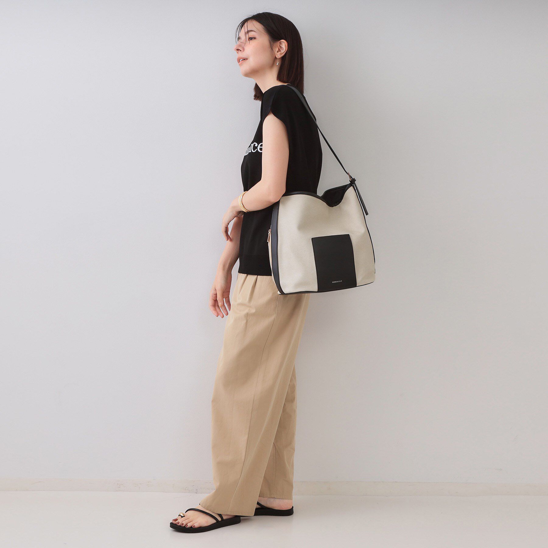 OPAQUE.CLIP「キャンバス調合皮ワンハンドルショルダーバッグ」|ショルダー・メッセンジャー|