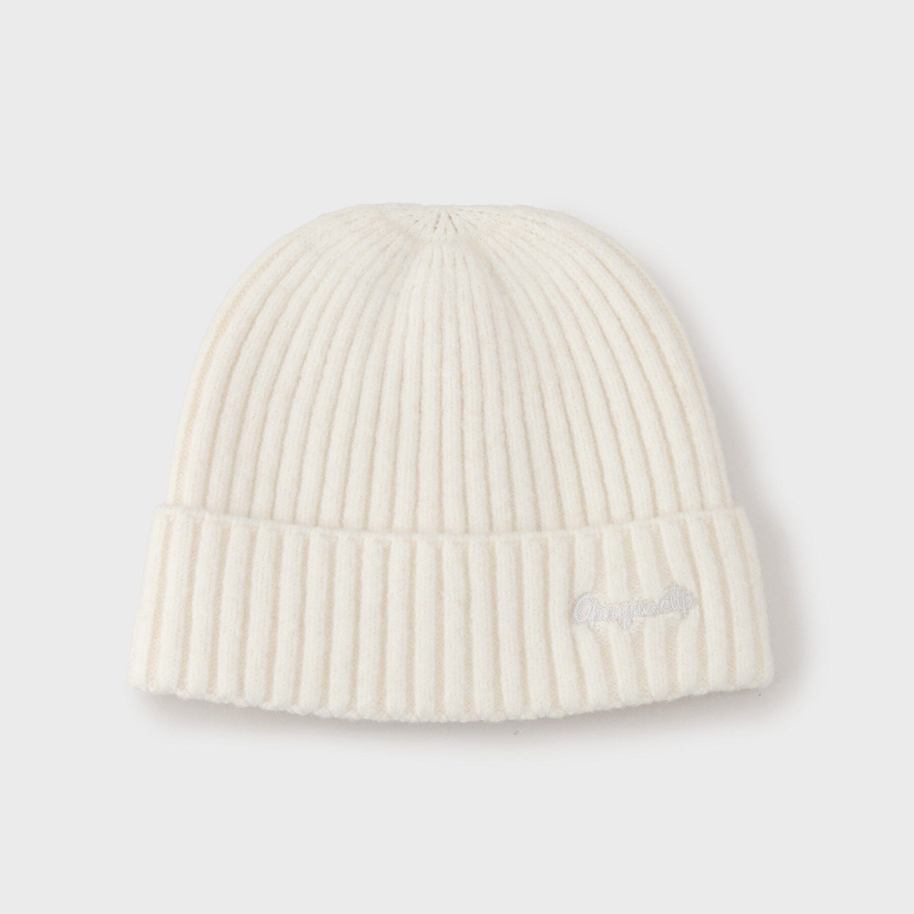 OPAQUE.CLIP「ロゴ入りリブニットワッチ」|ニット帽|アイボリー(004)