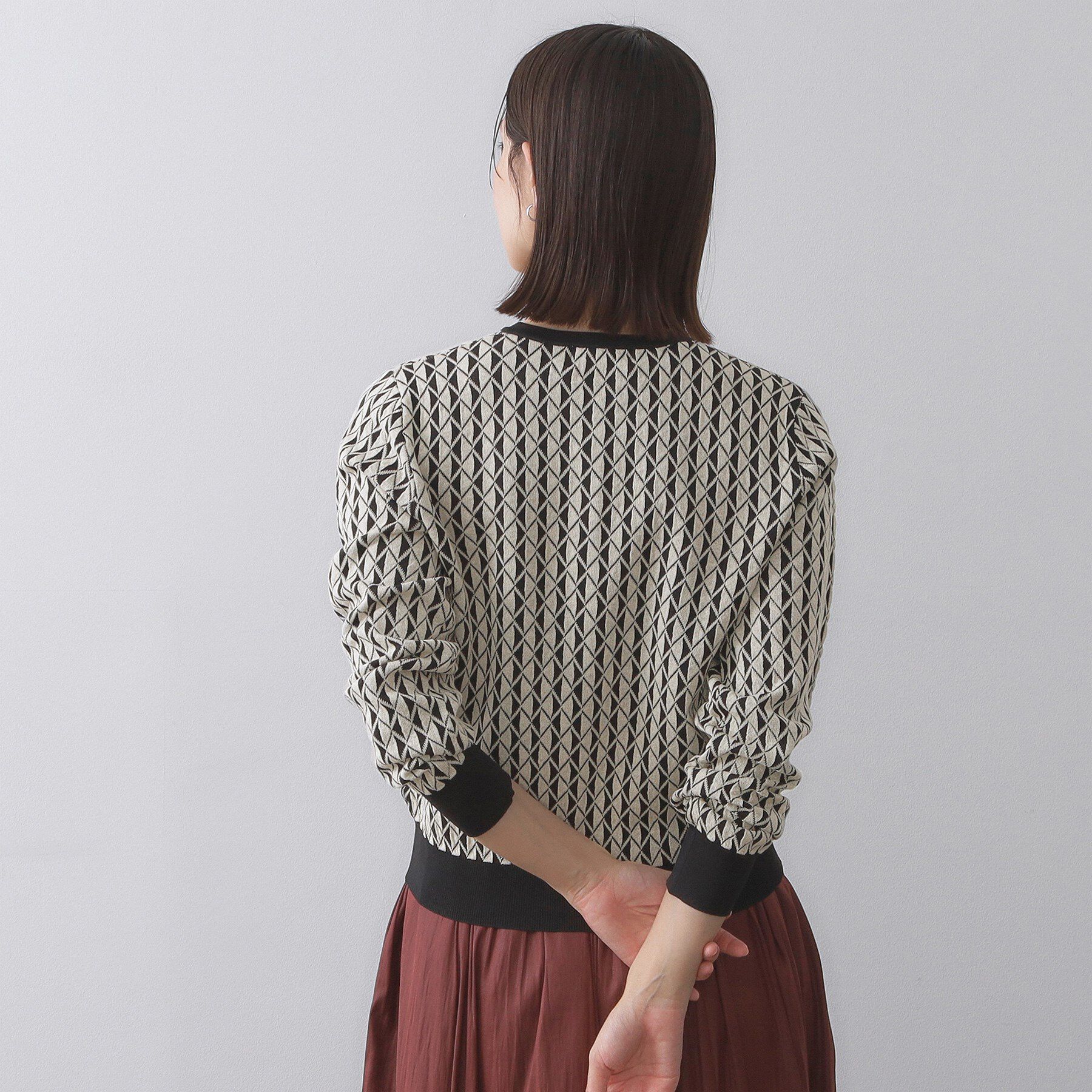 OPAQUE.CLIP「幾何学柄ジャカードニットカーディガン【洗濯機洗い可／抗ピル】」|カーディガン|