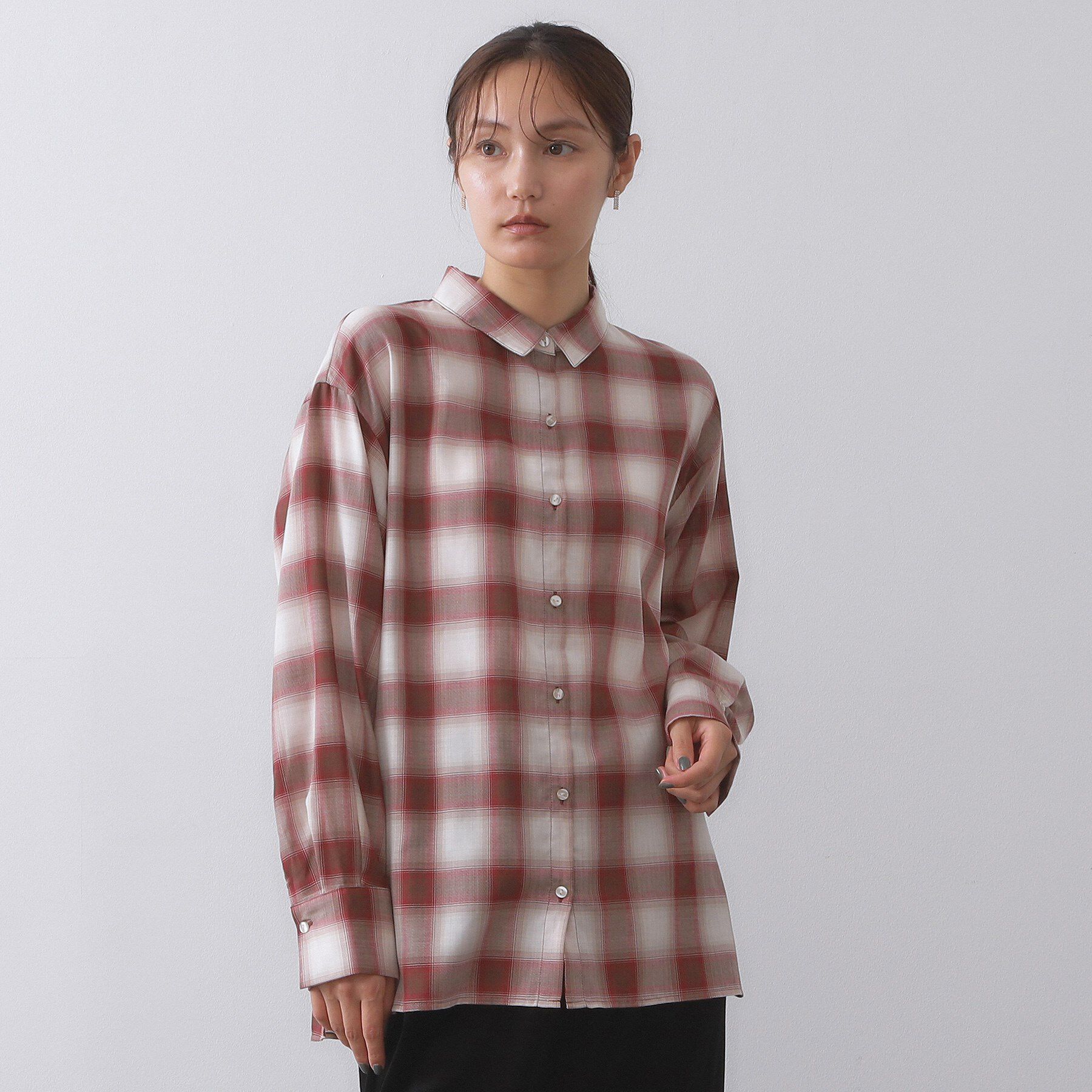 OPAQUE.CLIP「オンブレチェックシャツ【洗濯機洗い可】」|シャツ・ブラウス|