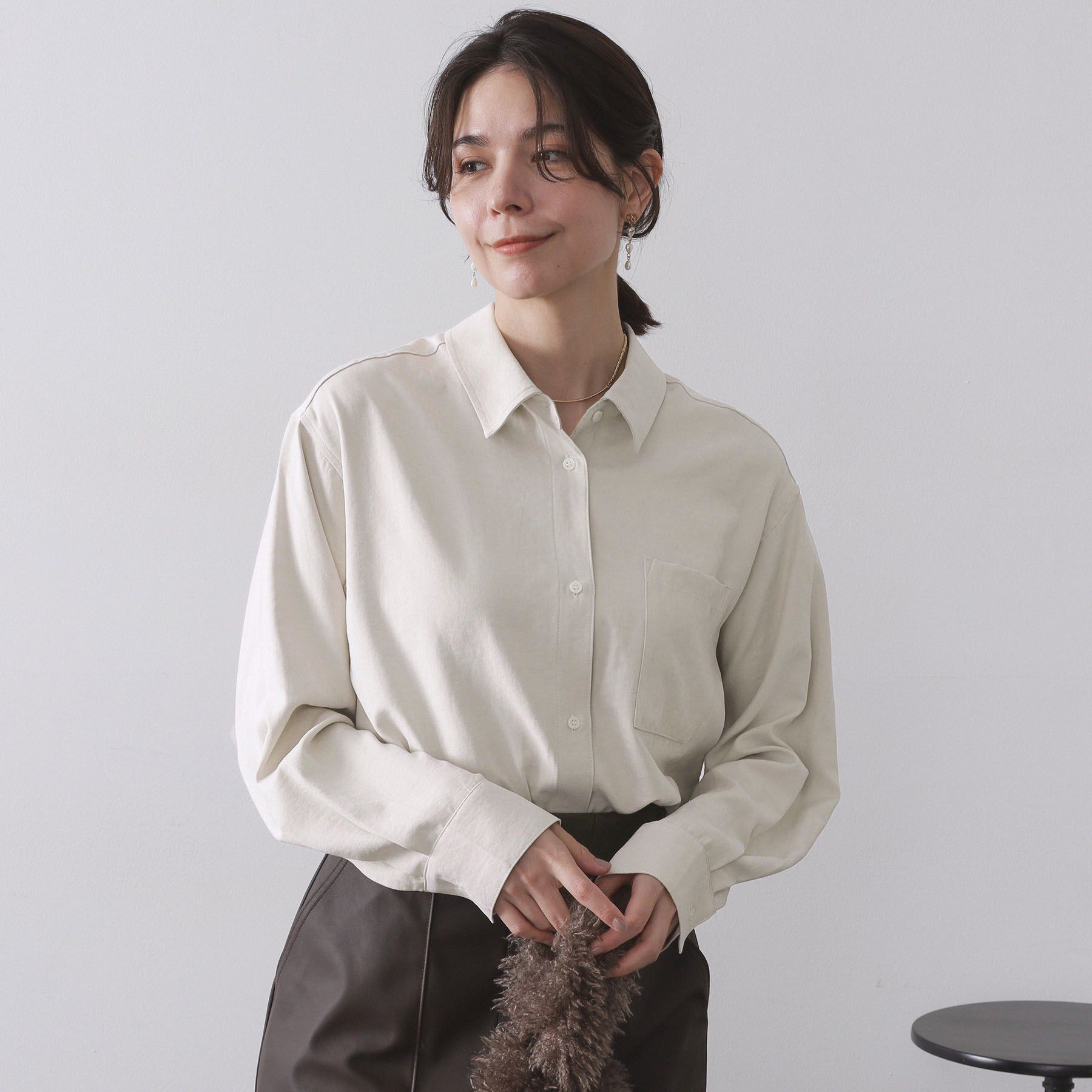 OPAQUE.CLIP「スエードライクシャツ【洗濯機OK】」|シャツ・ブラウス|アイボリー(004)