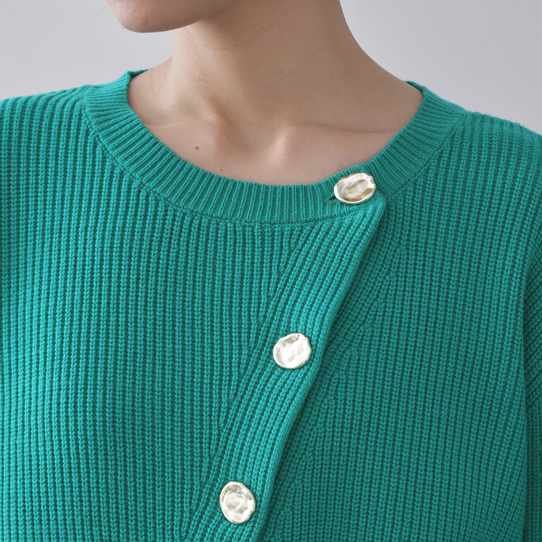 OPAQUE.CLIP「アシンメトリーボタンカーディガン【洗濯機OK】」|カーディガン|