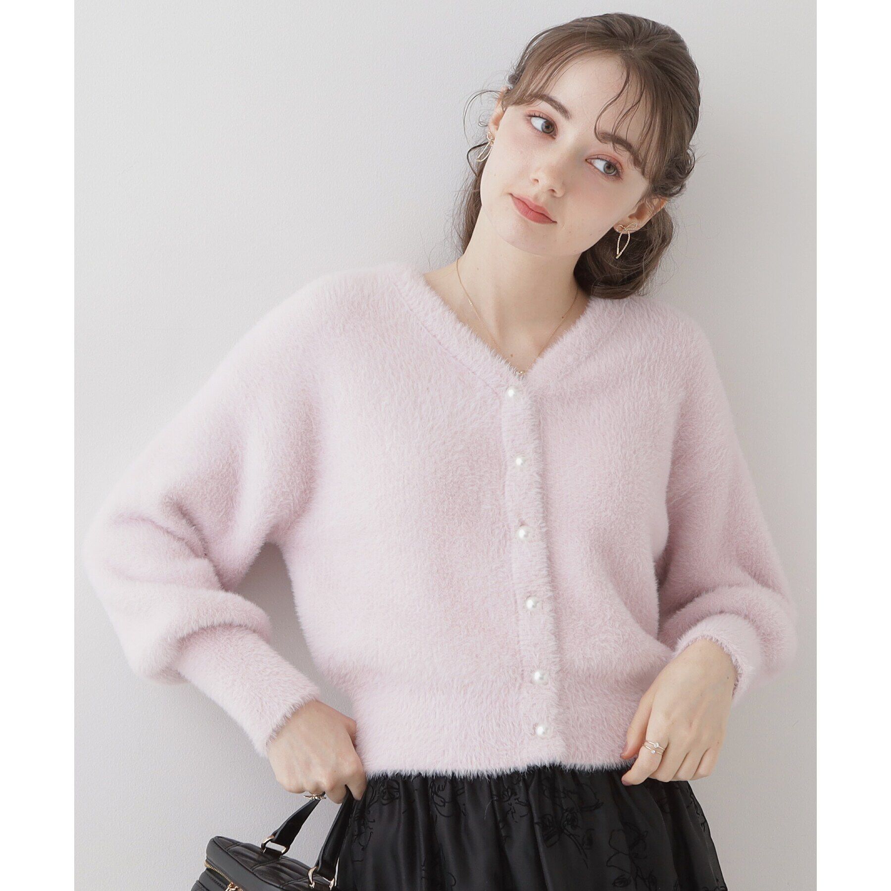 Couture broach「【ほろ甘・ふわふわ】前後2WAYフェザーカーディガン」|カーディガン|ﾗｲﾄﾋﾟﾝｸ(070)