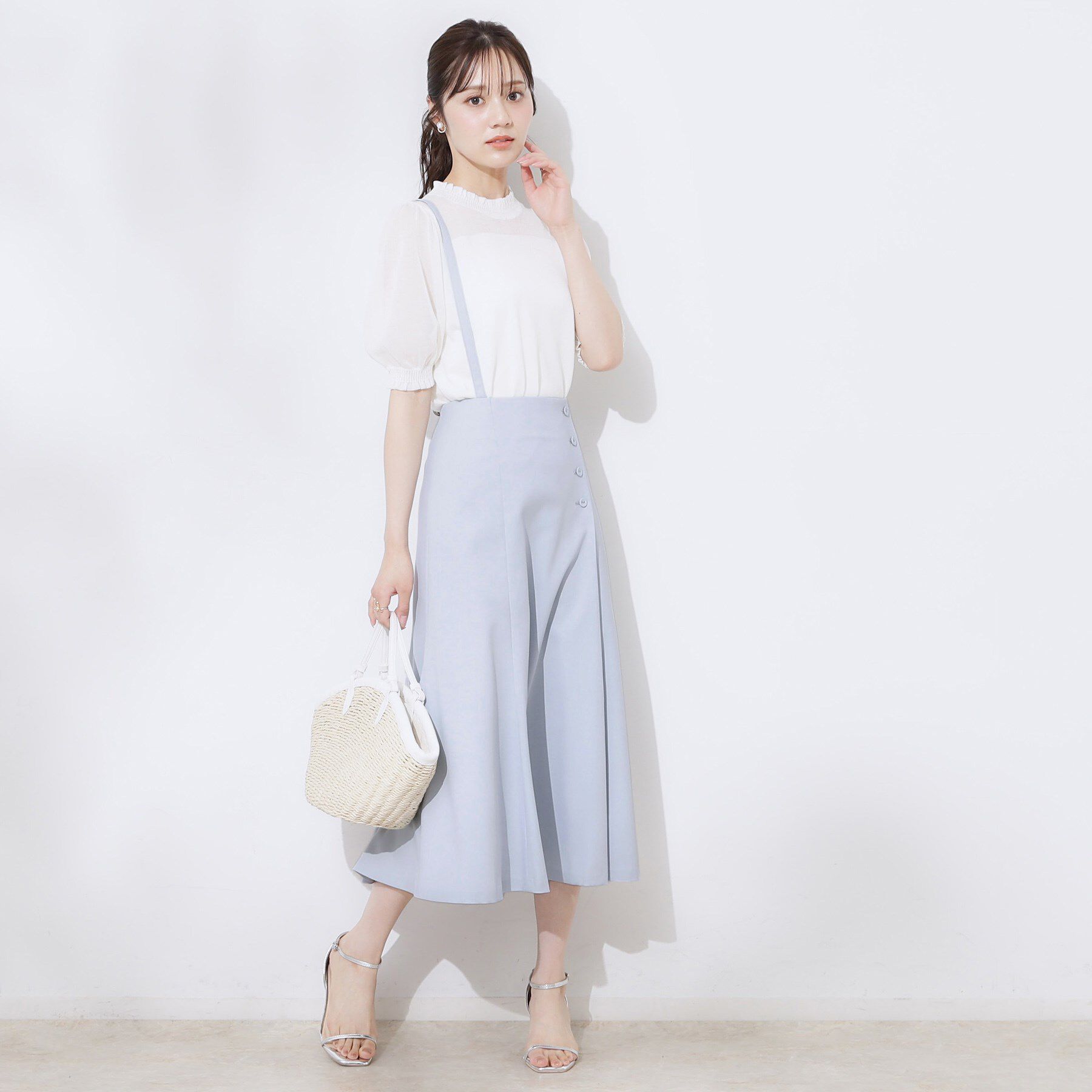 Couture broach「【2WAY・通勤・きれいめ】リネンライク サス付きスカート」|ジャンパースカート|