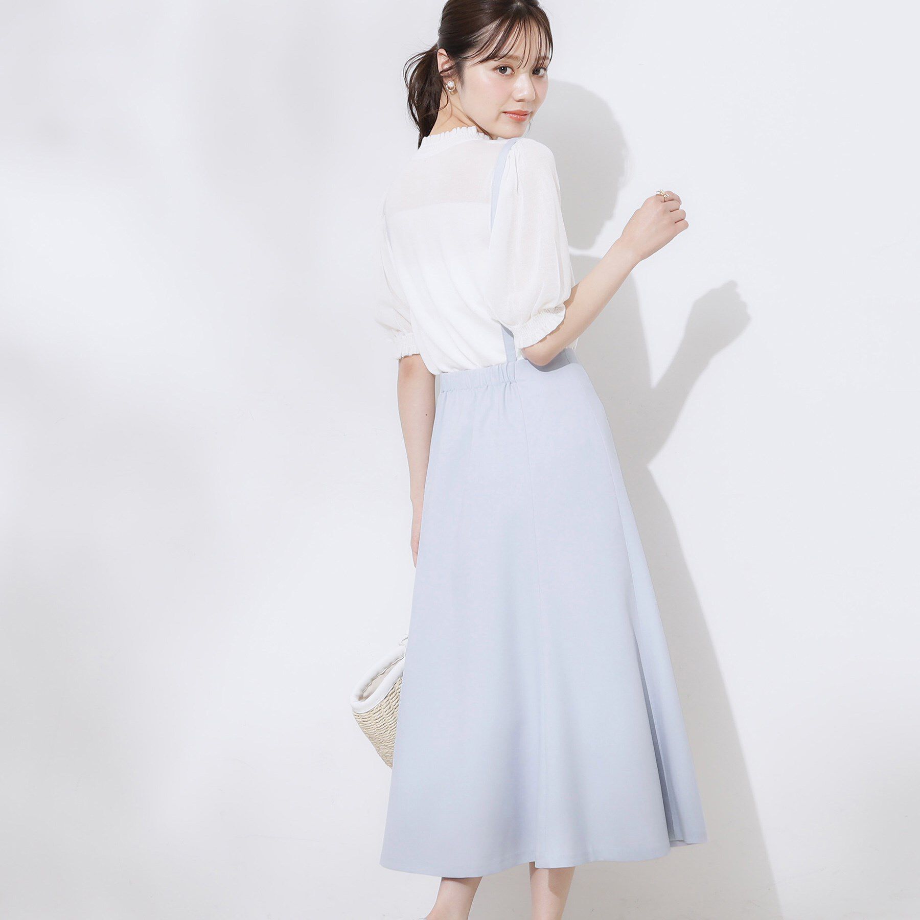 Couture broach「【2WAY・通勤・きれいめ】リネンライク サス付きスカート」|ジャンパースカート|