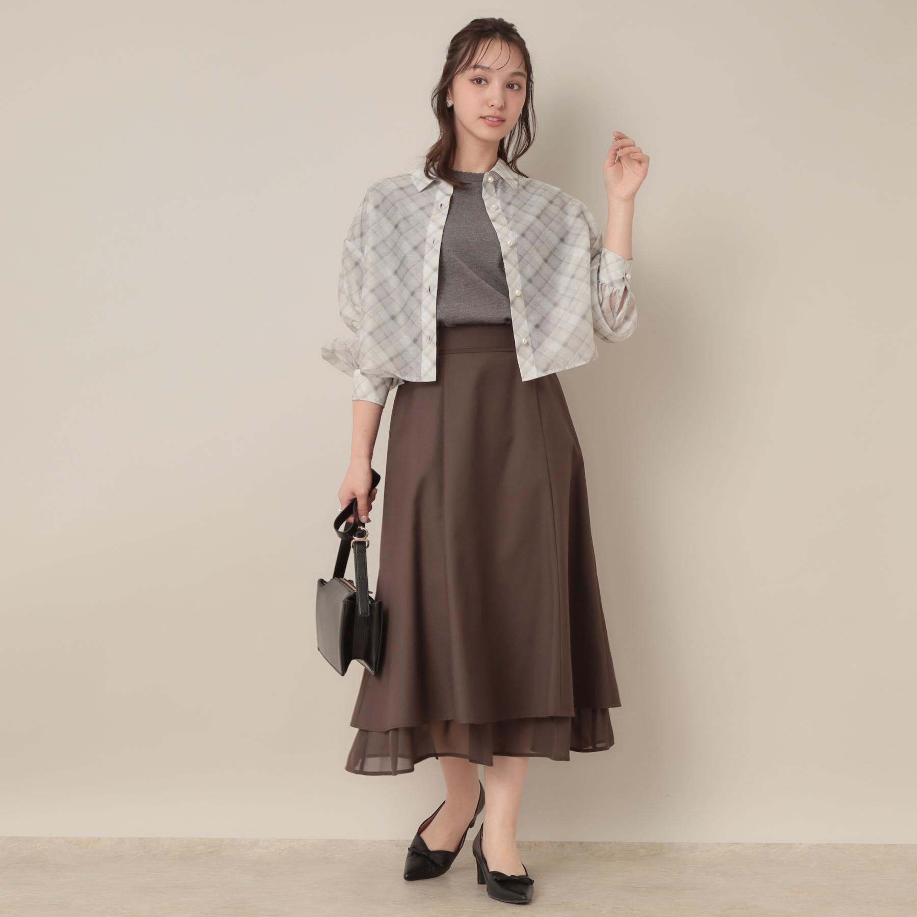 Couture broach「【洗える・秋まで使える】パール調ボタンシアーシャツ」|シャツ・ブラウス|