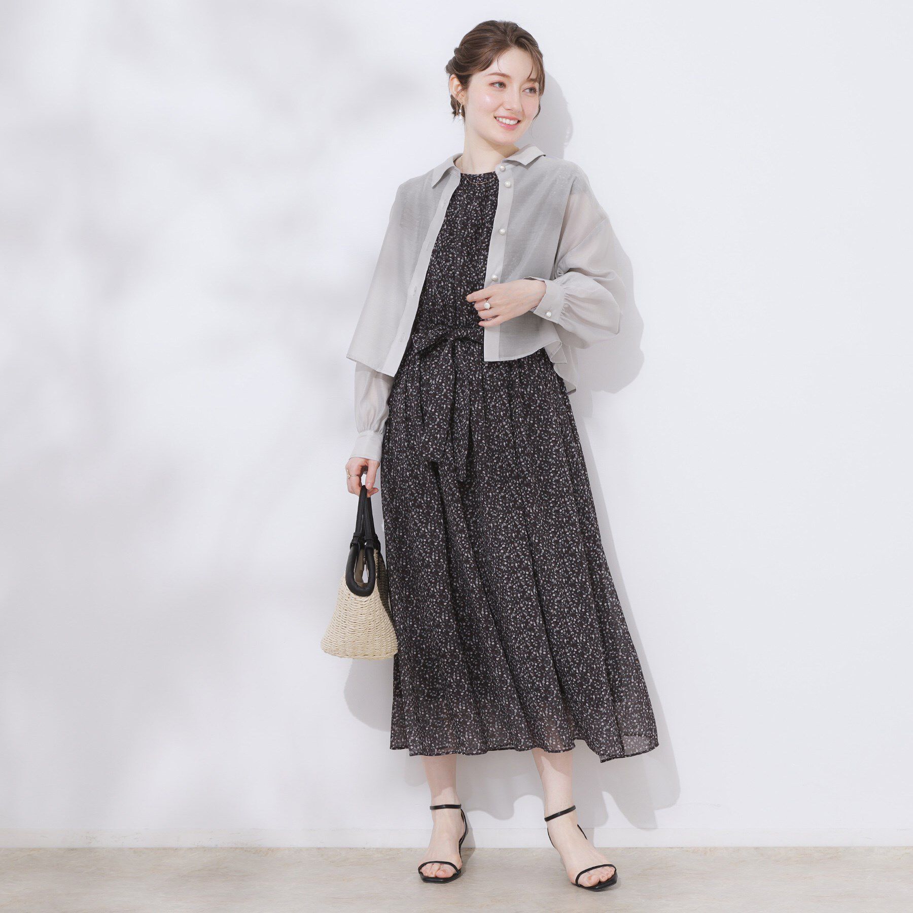 Couture broach「【洗える・秋まで使える】パール調ボタンシアーシャツ」|シャツ・ブラウス|