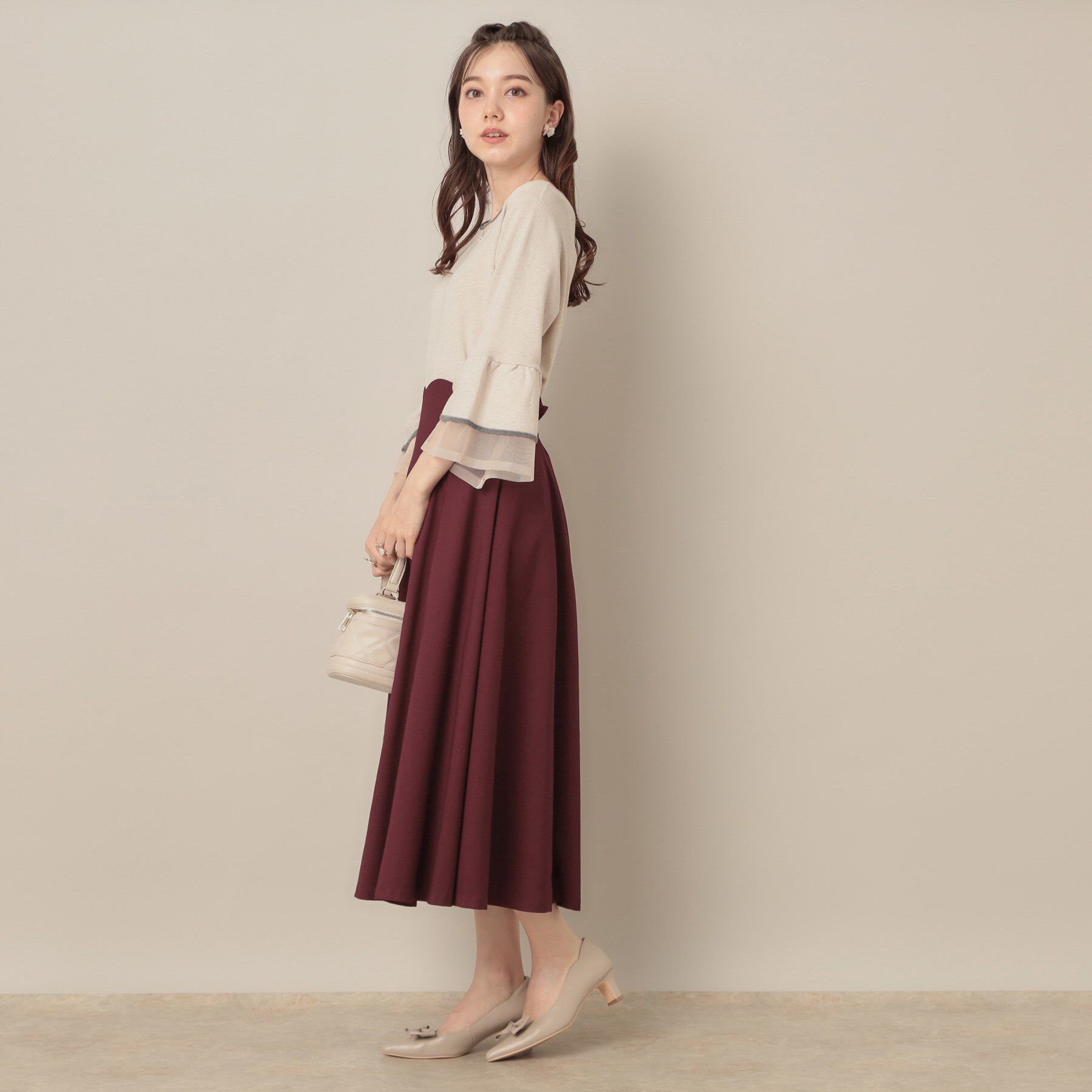 Couture broach「【大人可愛い・通勤】スカラウエスト サイドベルト パネルスカート」|スカート|