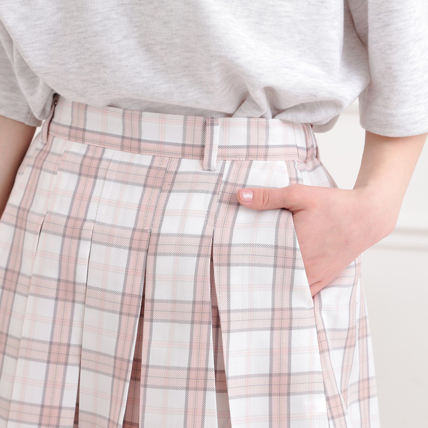 PINK-latte「インパンプリーツチェックスカート」|スカート|