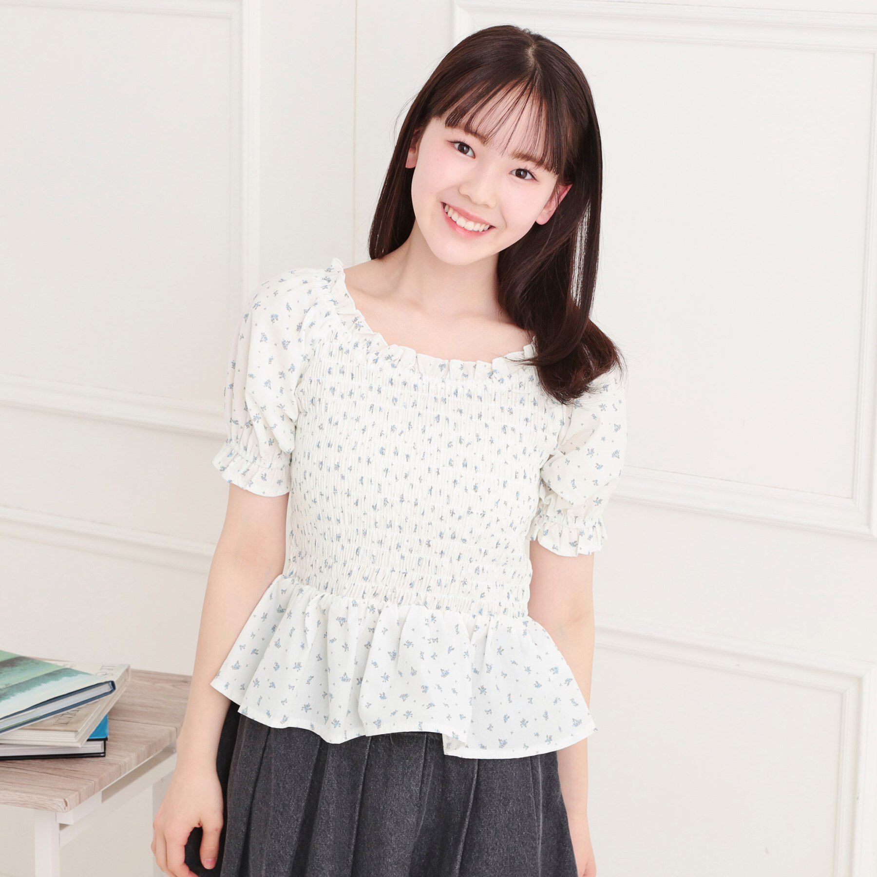 PINK-latte「2WAYシャーリングブラウス」|シャツ・ブラウス|ブルー(491)