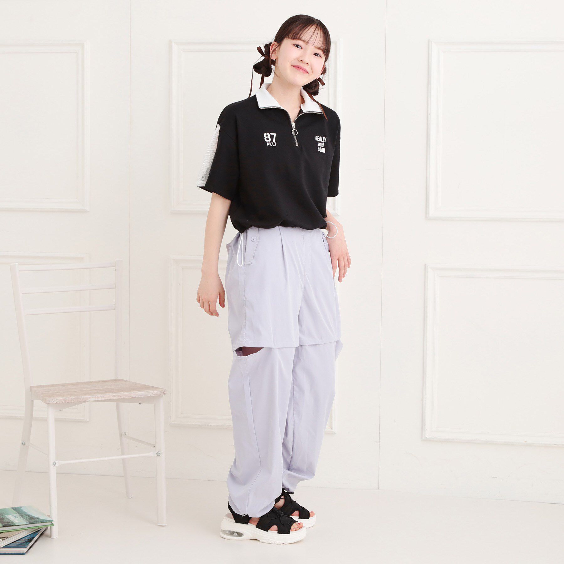 PINK-latte「メッシュ切替ハーフジッププルオーバー」|Tシャツ・カットソー|