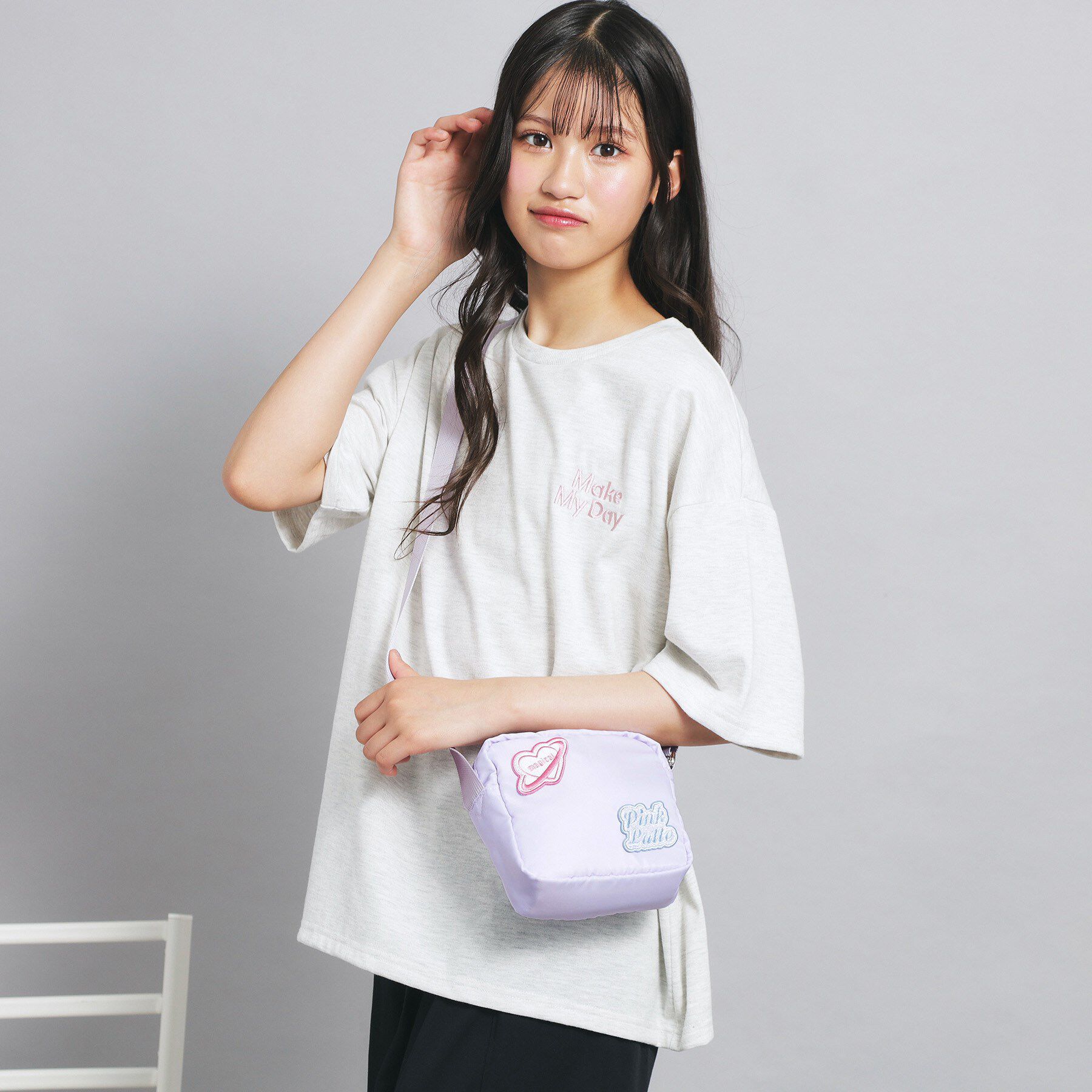 PINK-latte「ワッペンミニショルダー」|ショルダー・メッセンジャー|パープル(081)