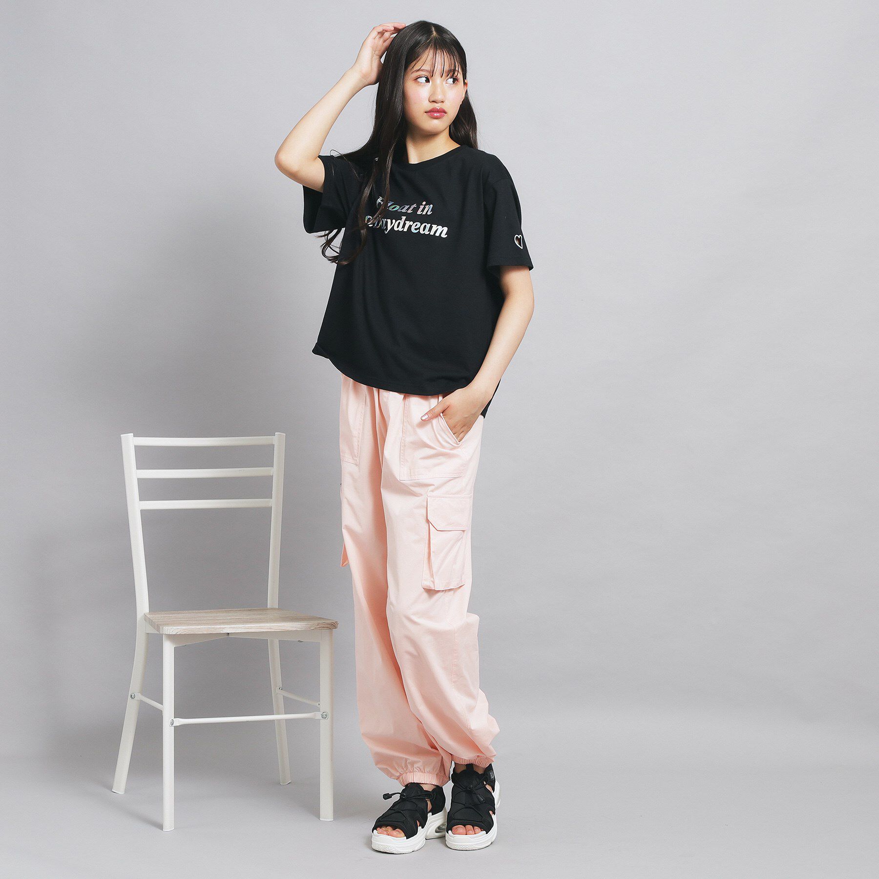 PINK-latte「オーロラプリントハートあきTシャツ」|Tシャツ・カットソー|