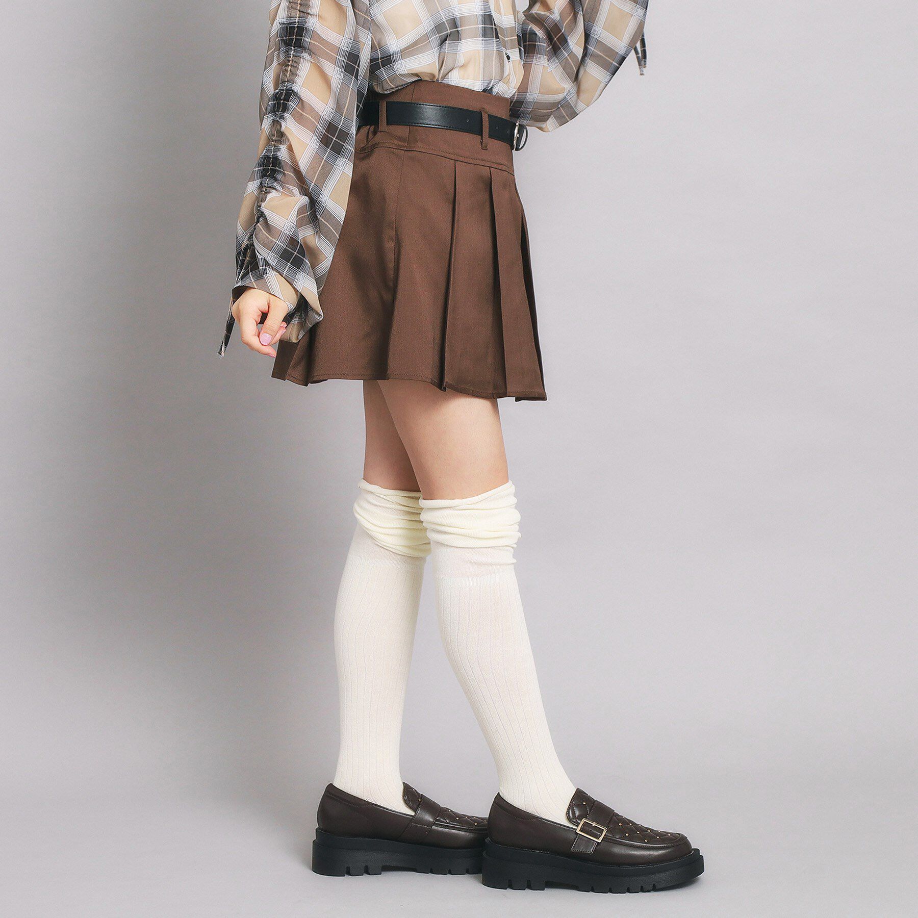 PINK-latte「ベルト付プリーツスカート」|スカート|
