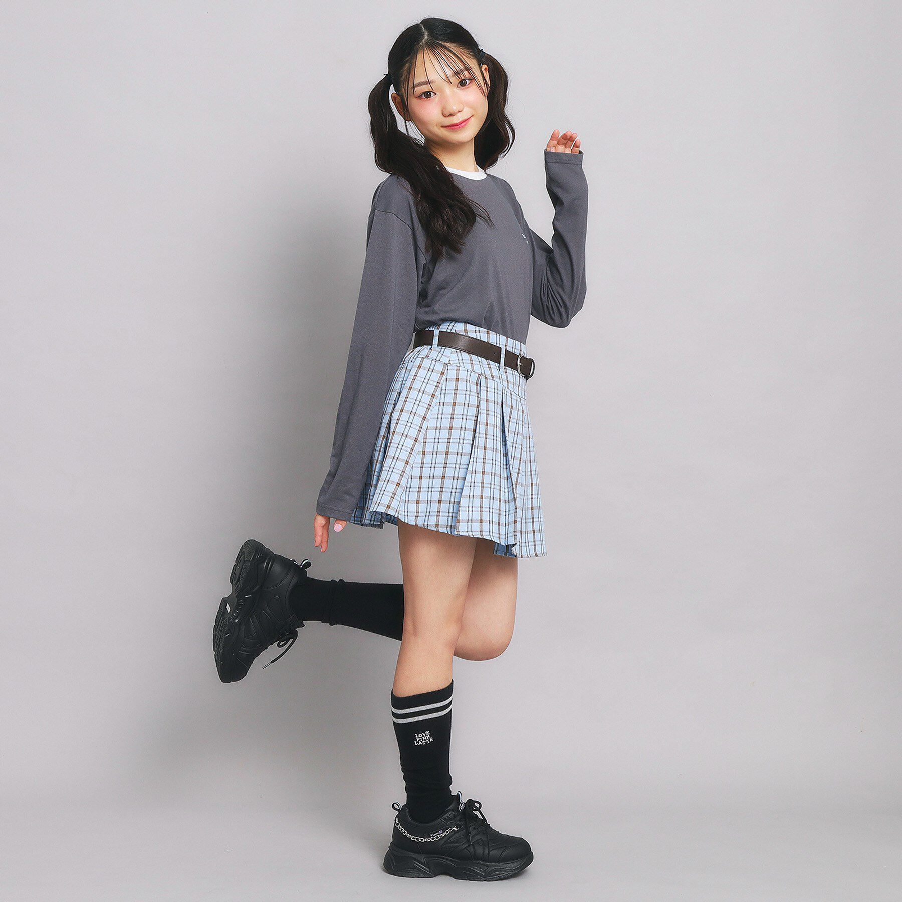 PINK-latte「ベルト付プリーツスカート」|スカート|