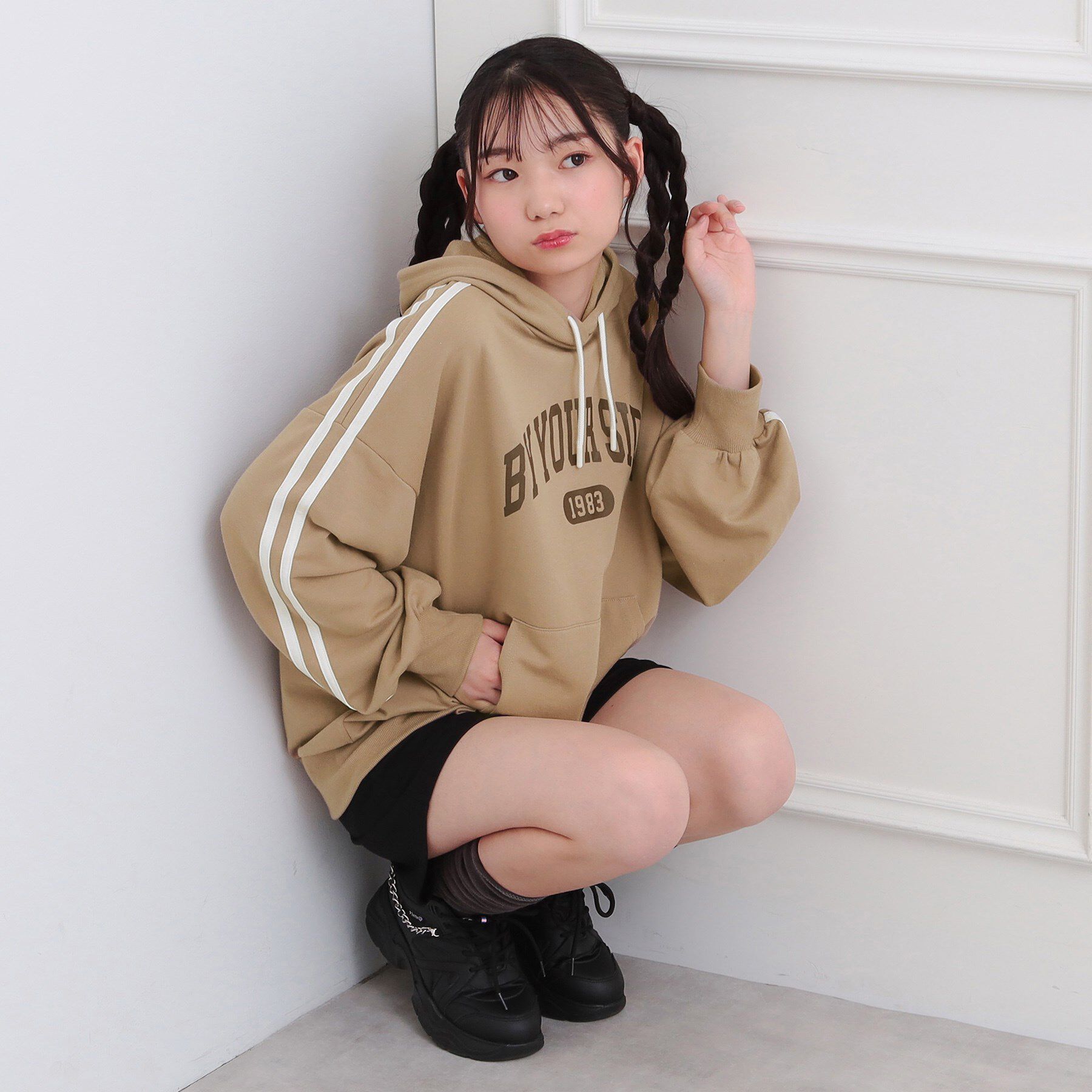 PINK-latte「袖ラインパーカ＋ショートパンツセット」|その他|