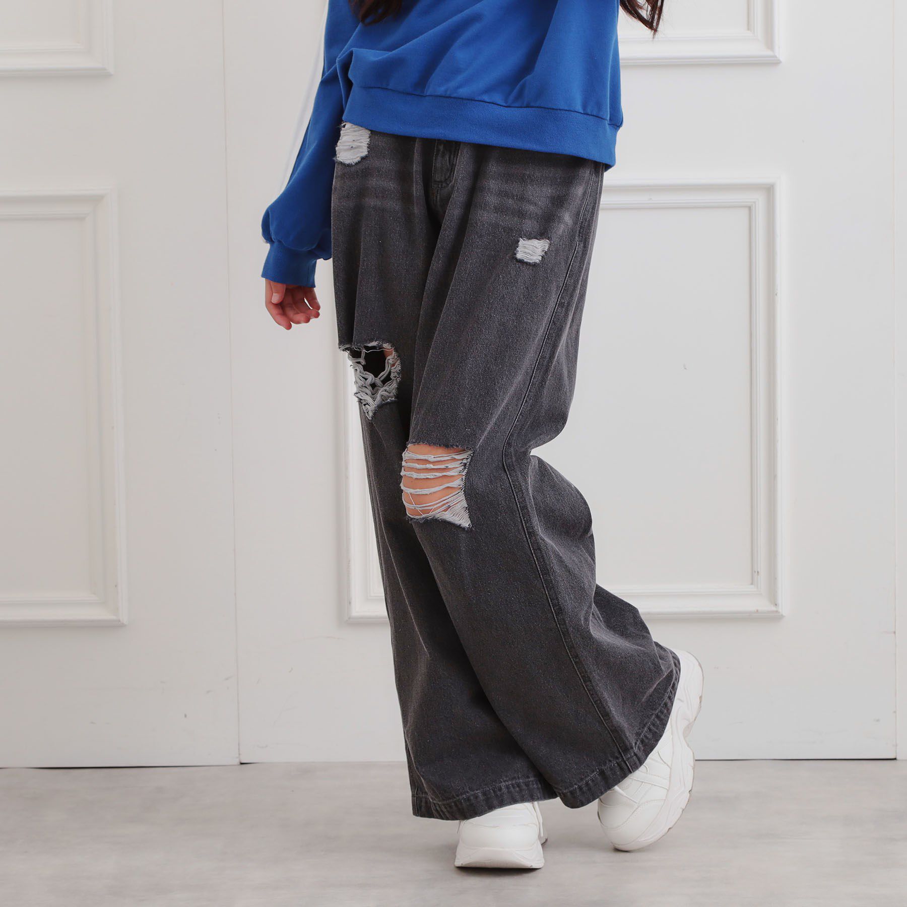 PINK-latte「ダメージワイドデニムパンツ」|その他|