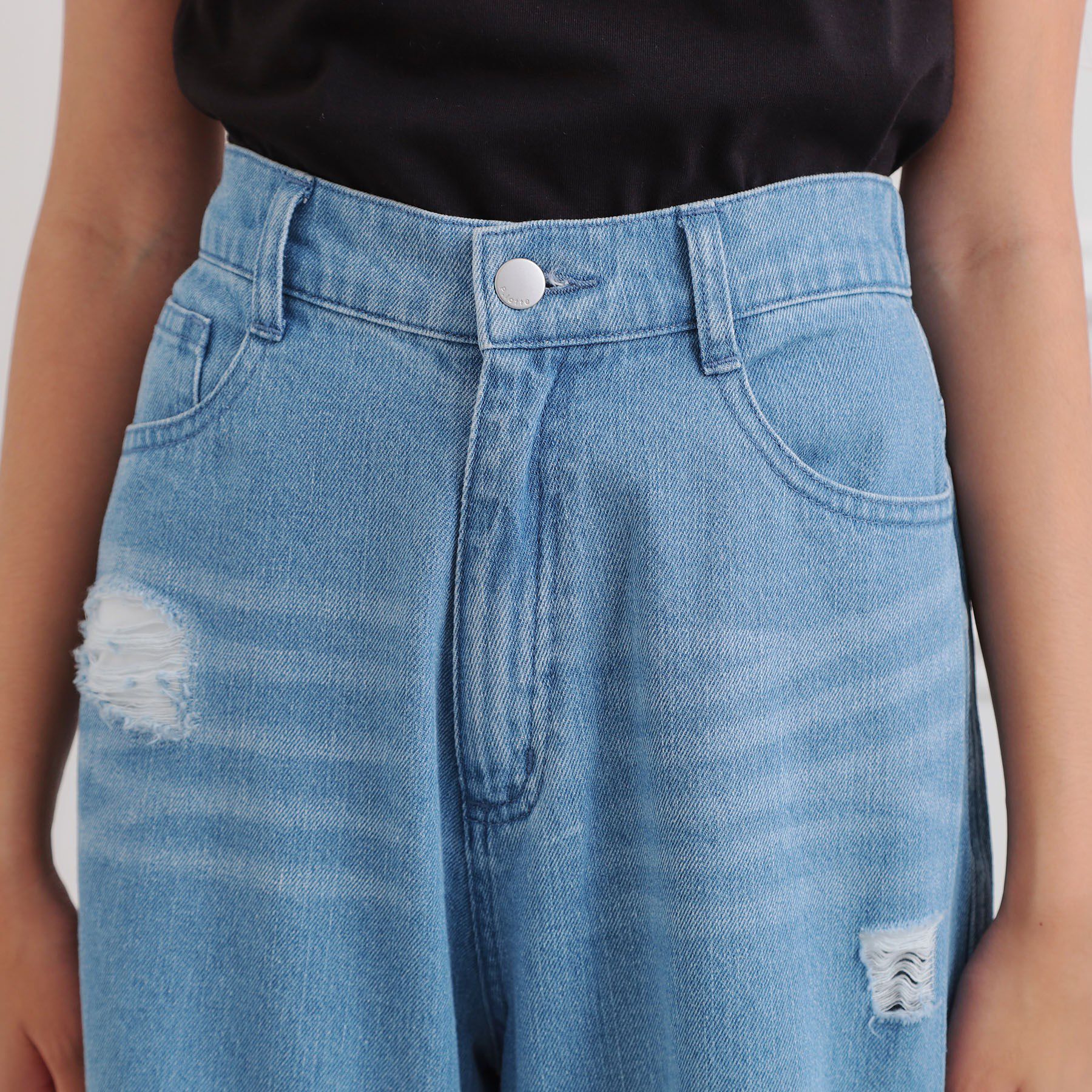 PINK-latte「ダメージワイドデニムパンツ」|その他|