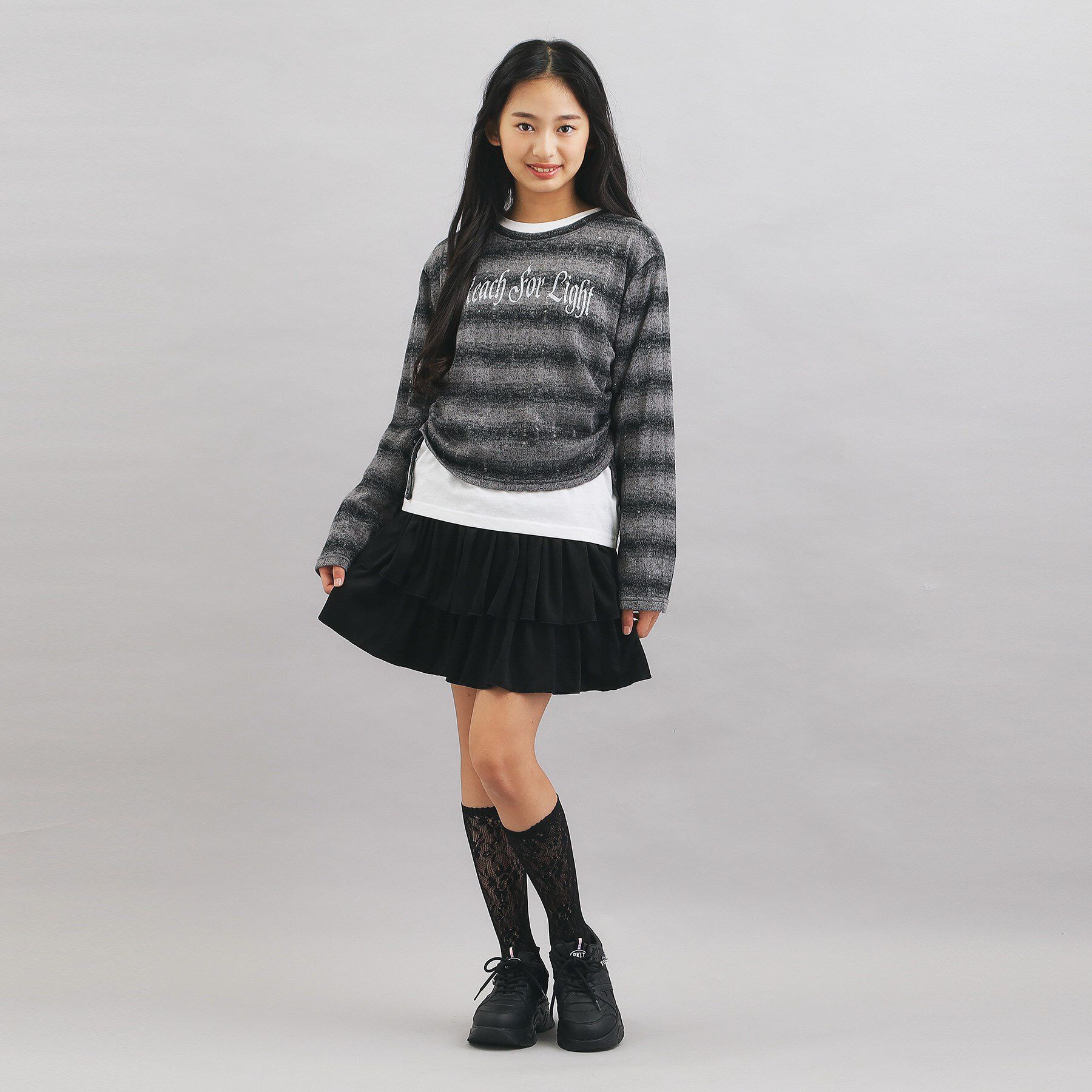 PINK-latte「フェイクスエードティアードスカート」|スカート|