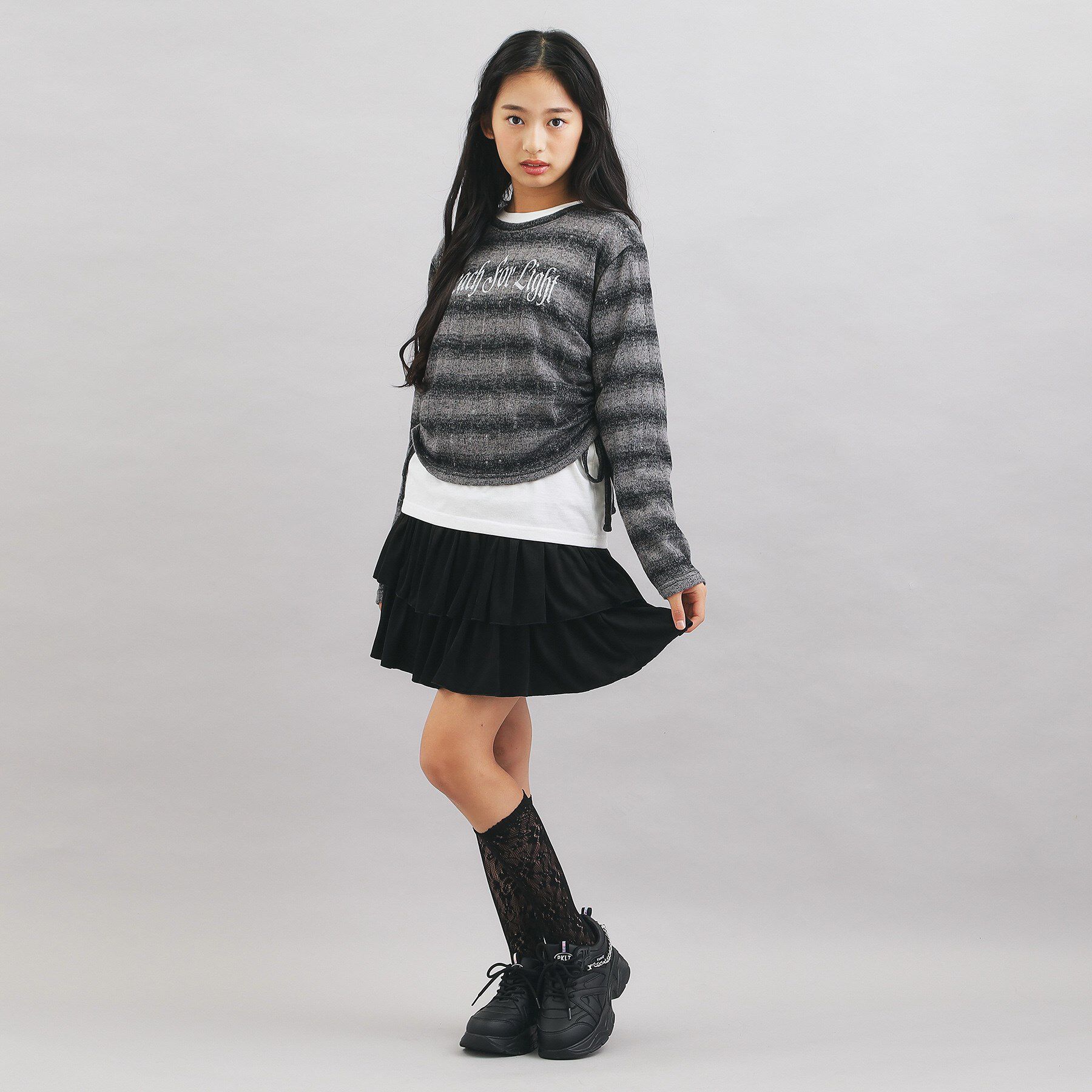 PINK-latte「フェイクスエードティアードスカート」|スカート|