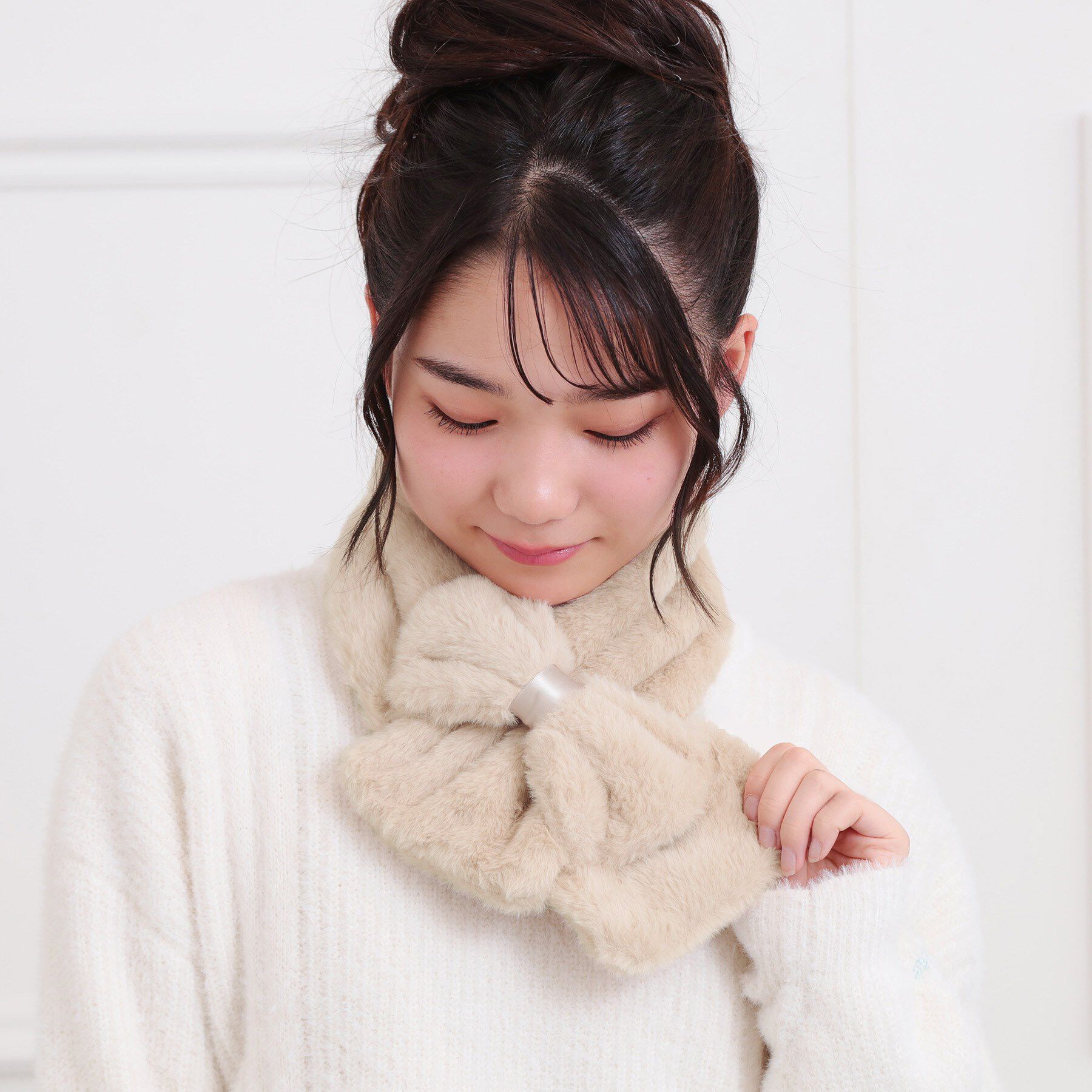 PINK-latte「リボン差込ティペット」|マフラー|