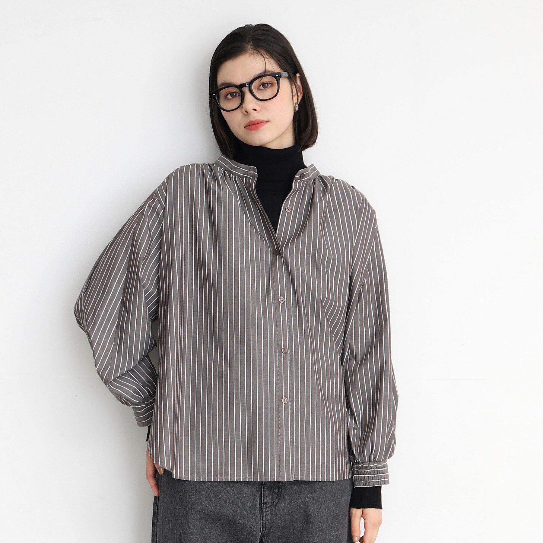 THE SHOP TK「【着映え/洗濯機OK/クラシカルに】ラメストライプシャツ」|シャツ・ブラウス|ブラウン(343)