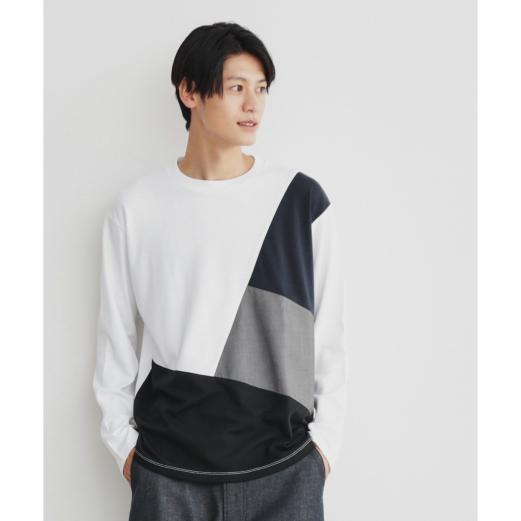 THE SHOP TK「異素材ブロッキング長袖Tシャツ」|Tシャツ・カットソー|
