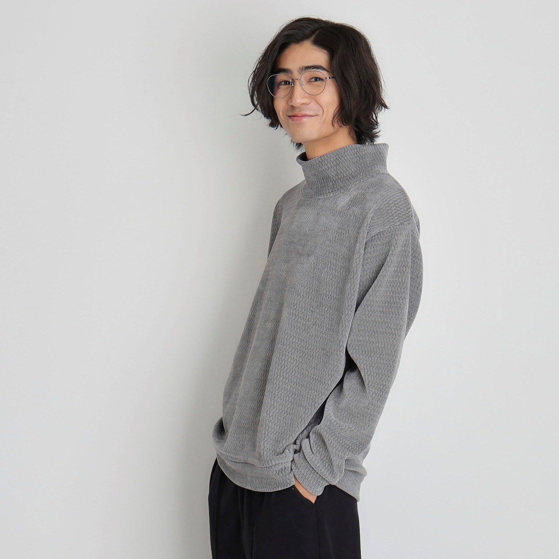 THE SHOP TK「シェニールハイネックプルオーバー」|Tシャツ・カットソー|グレー(012)