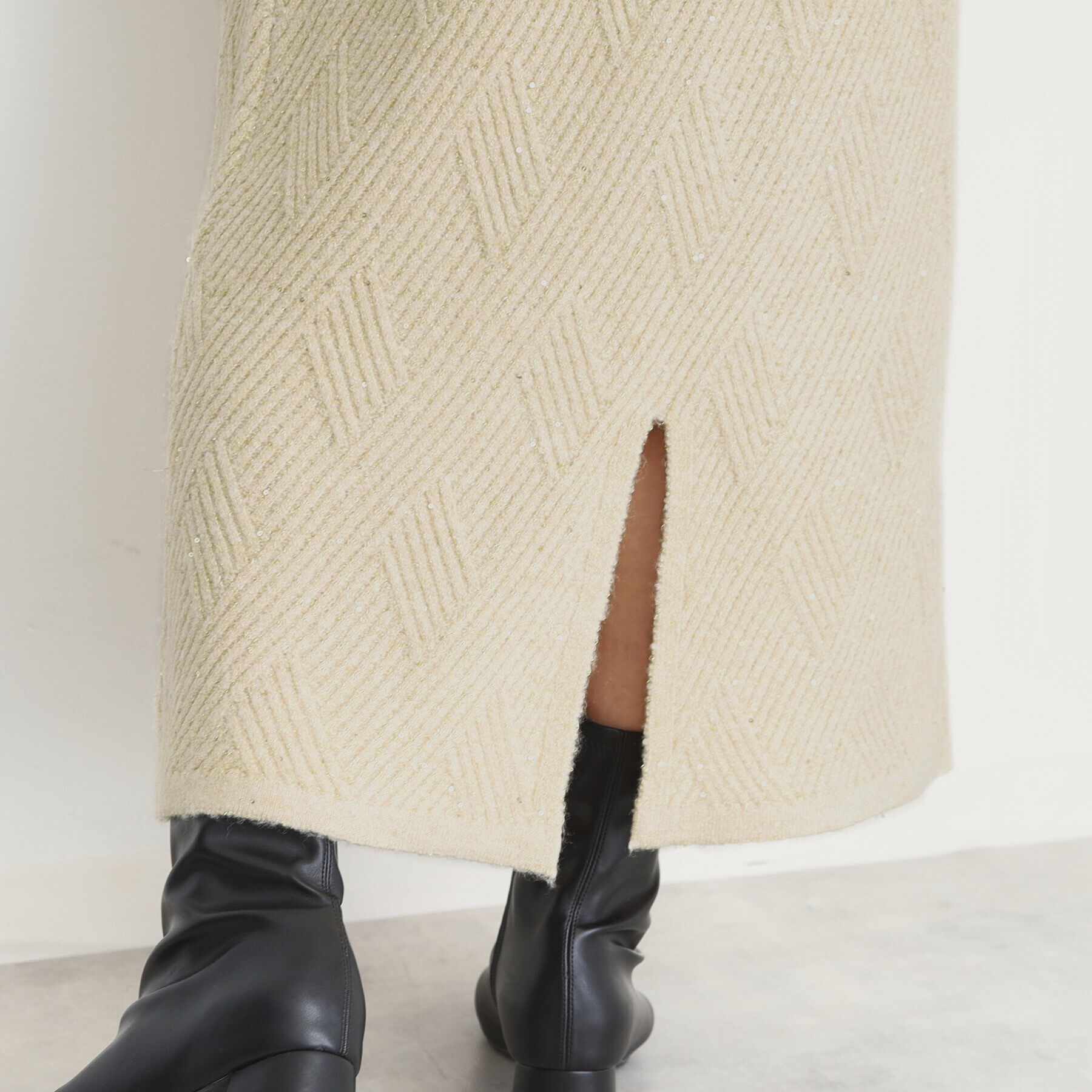 THE SHOP TK「リンクススパンコールニットスカート/洗える」|スカート|