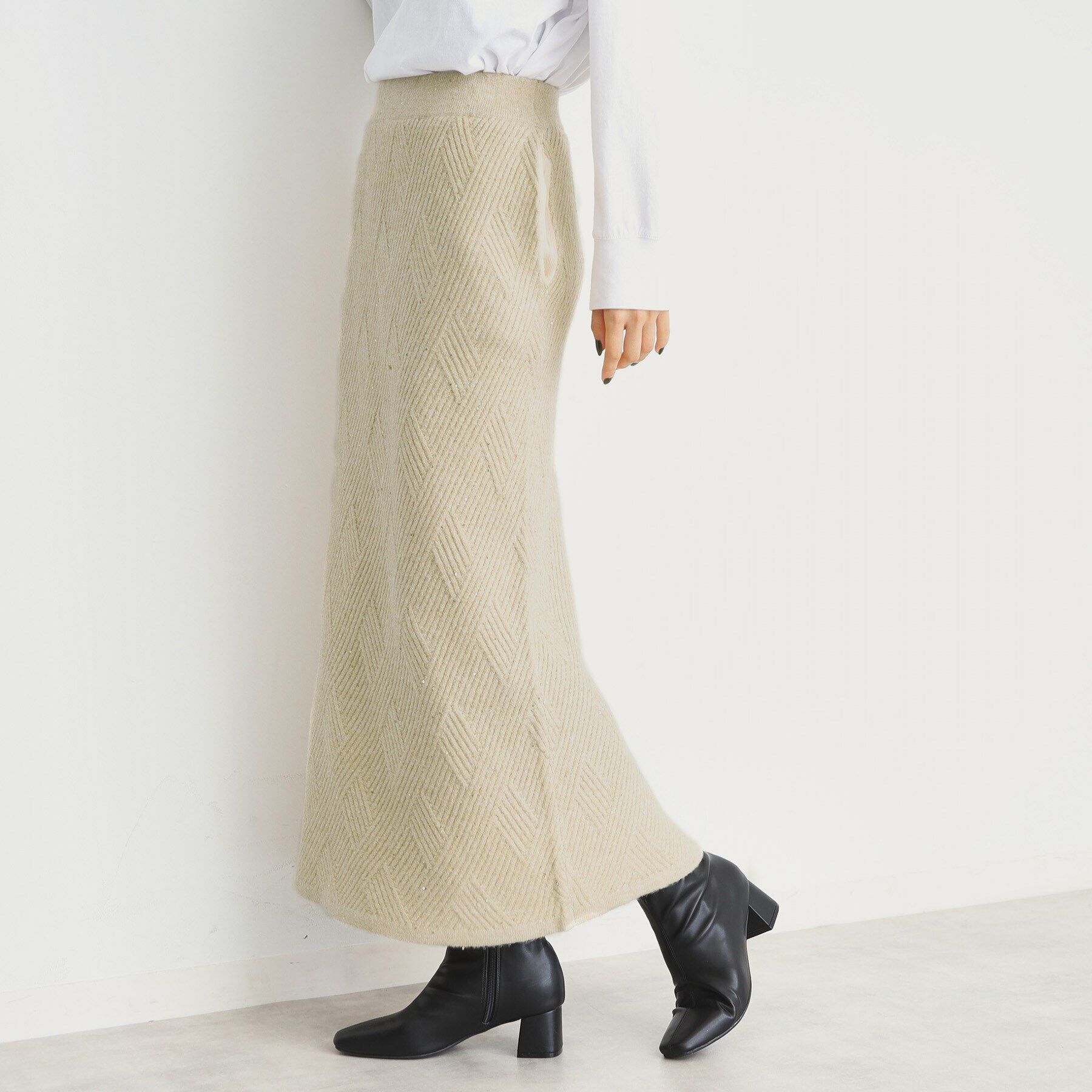THE SHOP TK「リンクススパンコールニットスカート/洗える」|スカート|