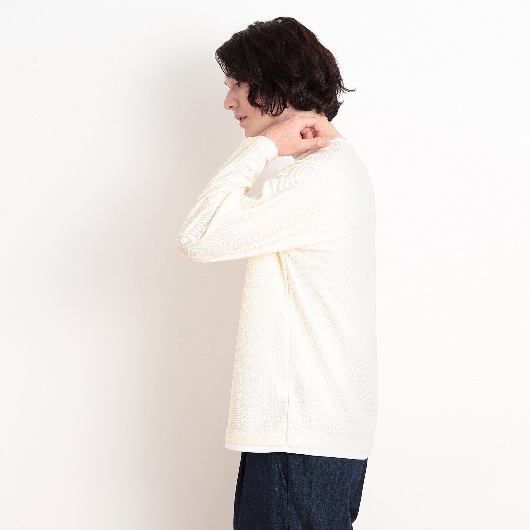 THE SHOP TK「バスケット編みキーネックTシャツ」|Tシャツ・カットソー|