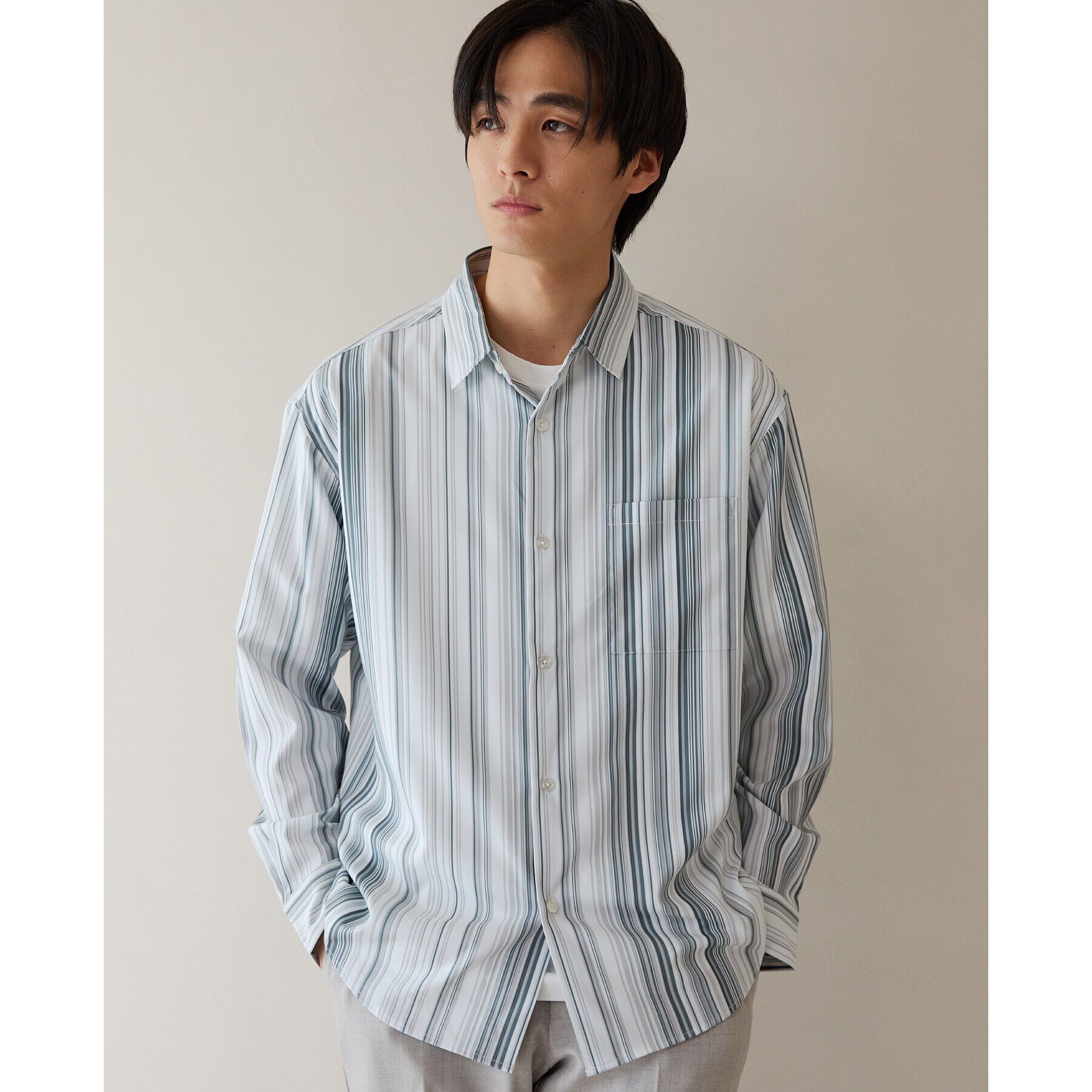 THE SHOP TK「マルチストライプ長袖シャツ」|シャツ・ブラウス|オフホワイト(303