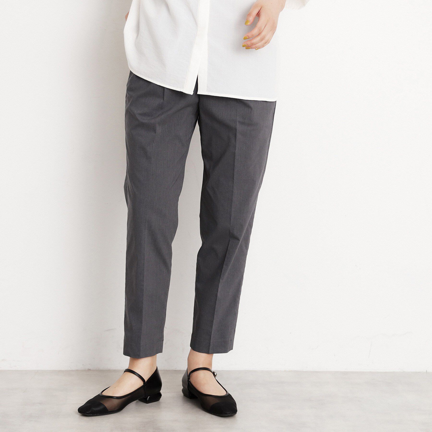 THE SHOP TK「【XS-XLサイズ/美シルエット】ハイパーストレッチテーパードパンツ/接触冷感/洗える」|その他|グレー(012)