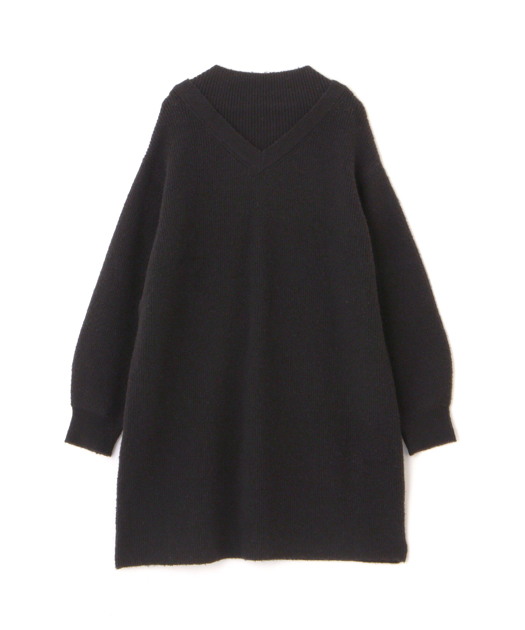  「レイヤード風畦ニットミディワンピース」|ワンピース|