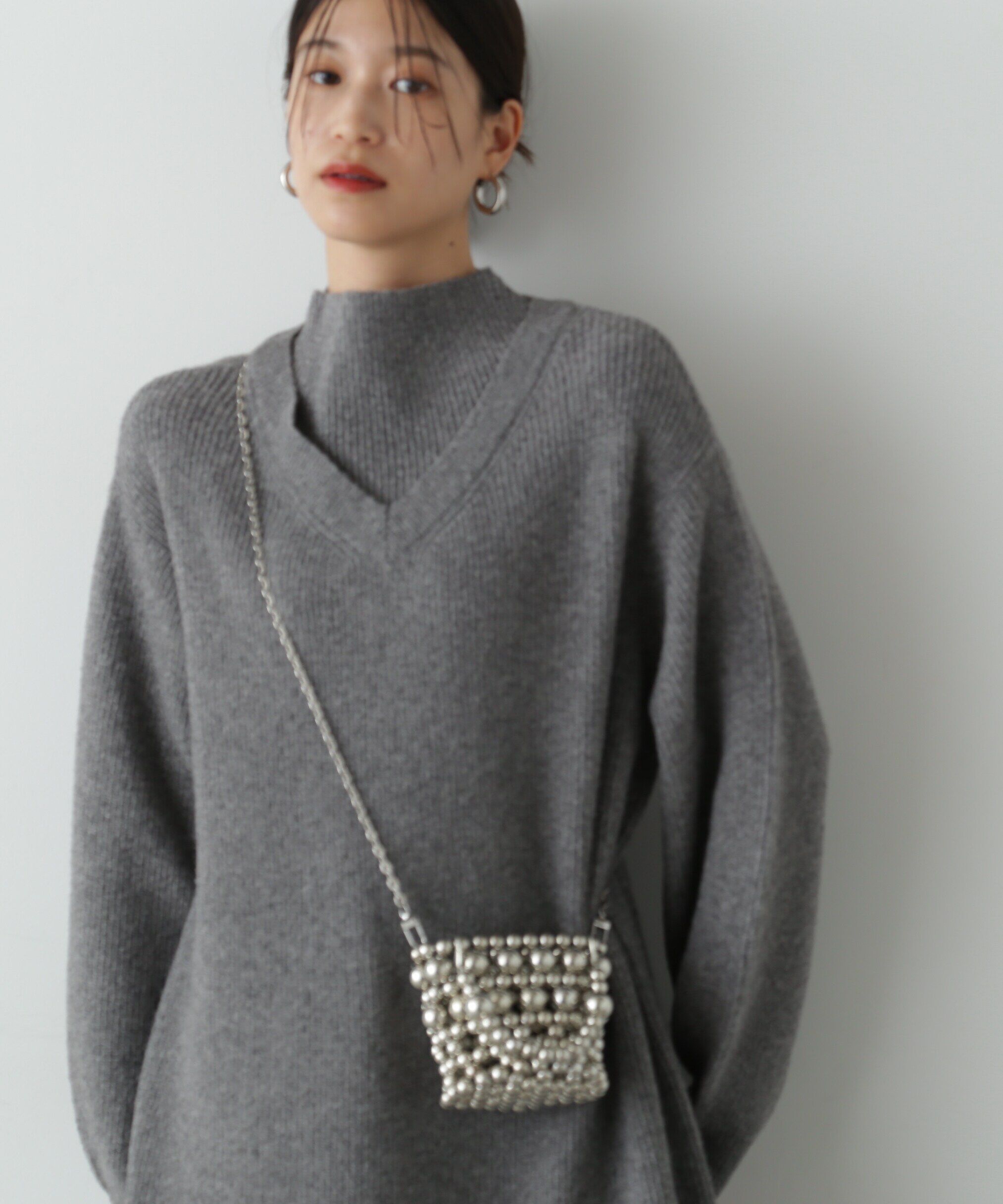  「レイヤード風畦ニットミディワンピース」|ワンピース|