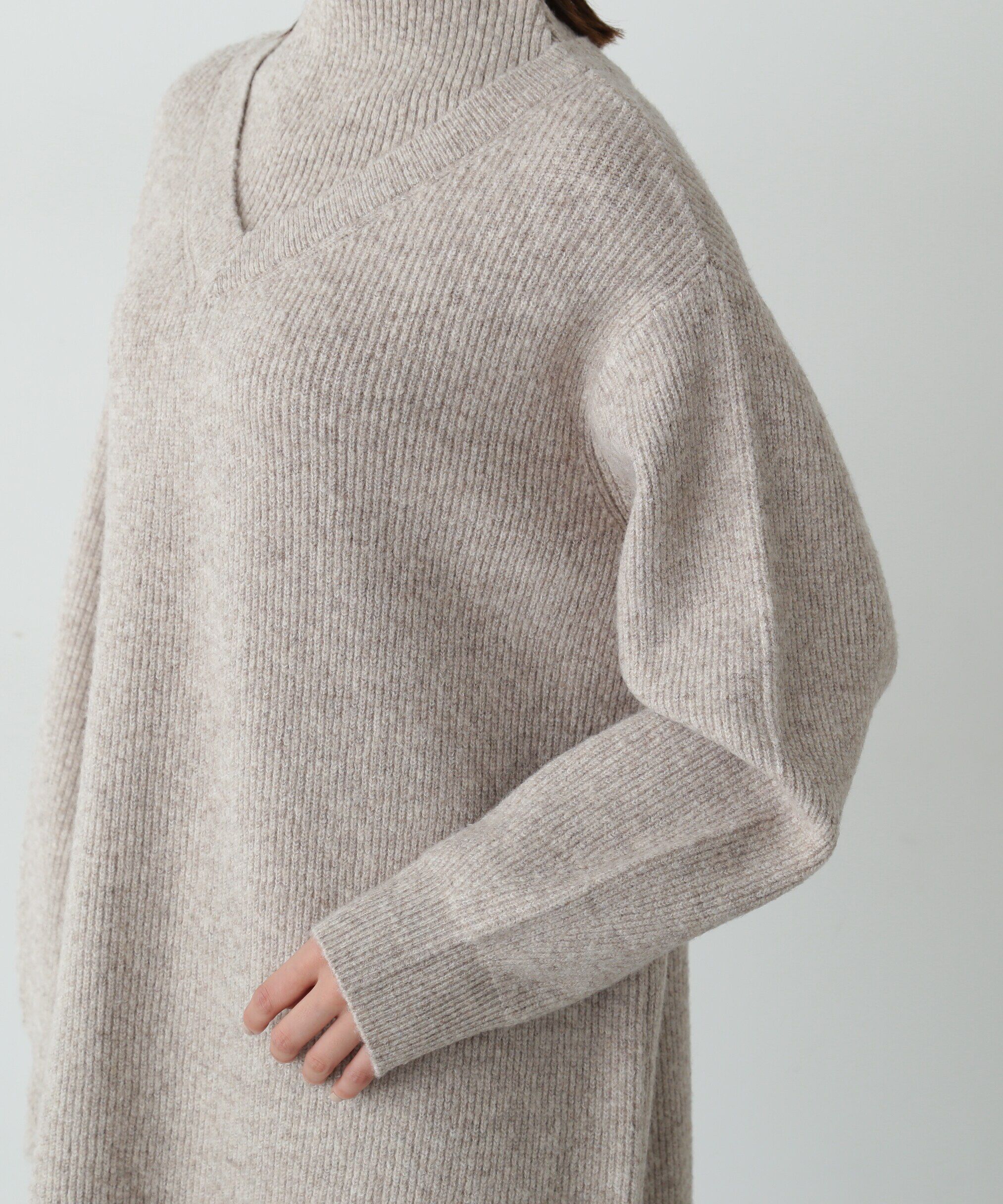  「レイヤード風畦ニットミディワンピース」|ワンピース|