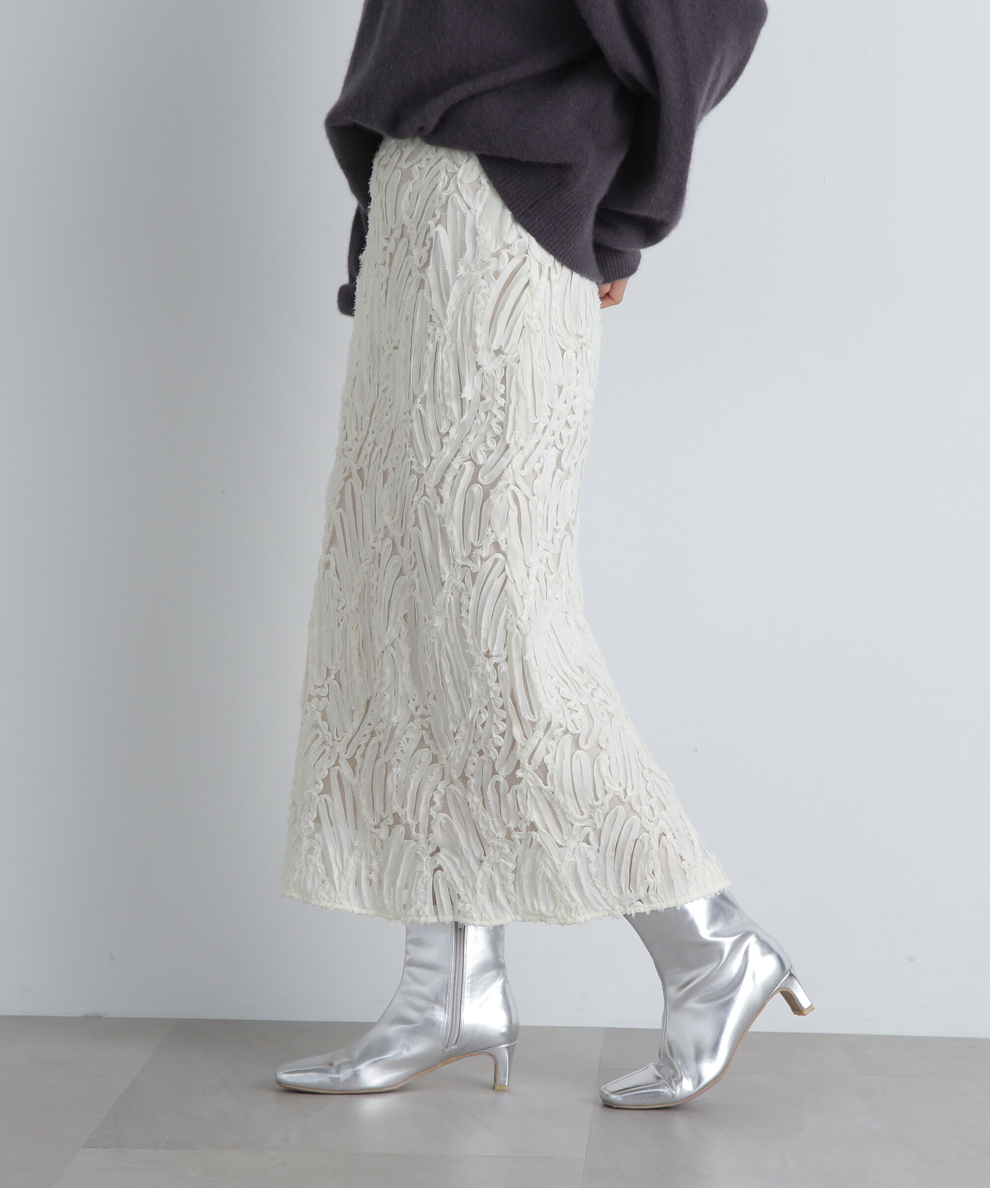  「シアー刺繍スカート」|スカート|