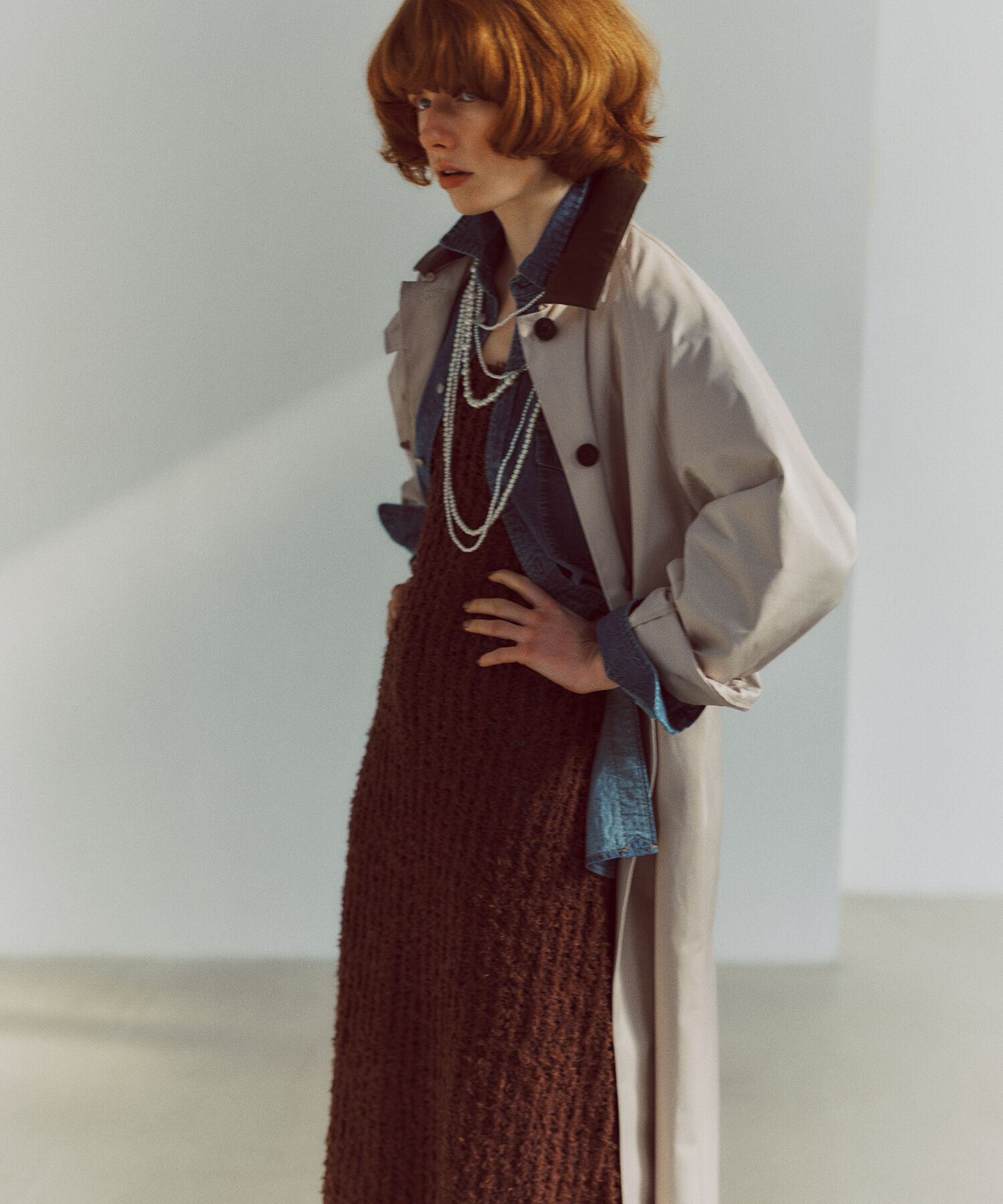  「メッシュニットワンピース」|ワンピース|ブラウン